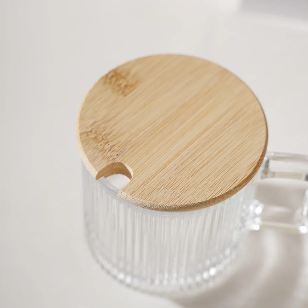 Aurora Transparent Glass Mug With Lid And Spoon Set Of 2 350 ml - Image 8