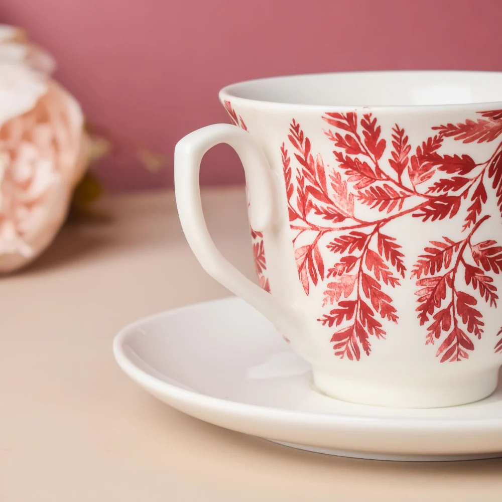 Autumn Fern Patterned Ceramic Cup And Saucer 200 ml - Image 6