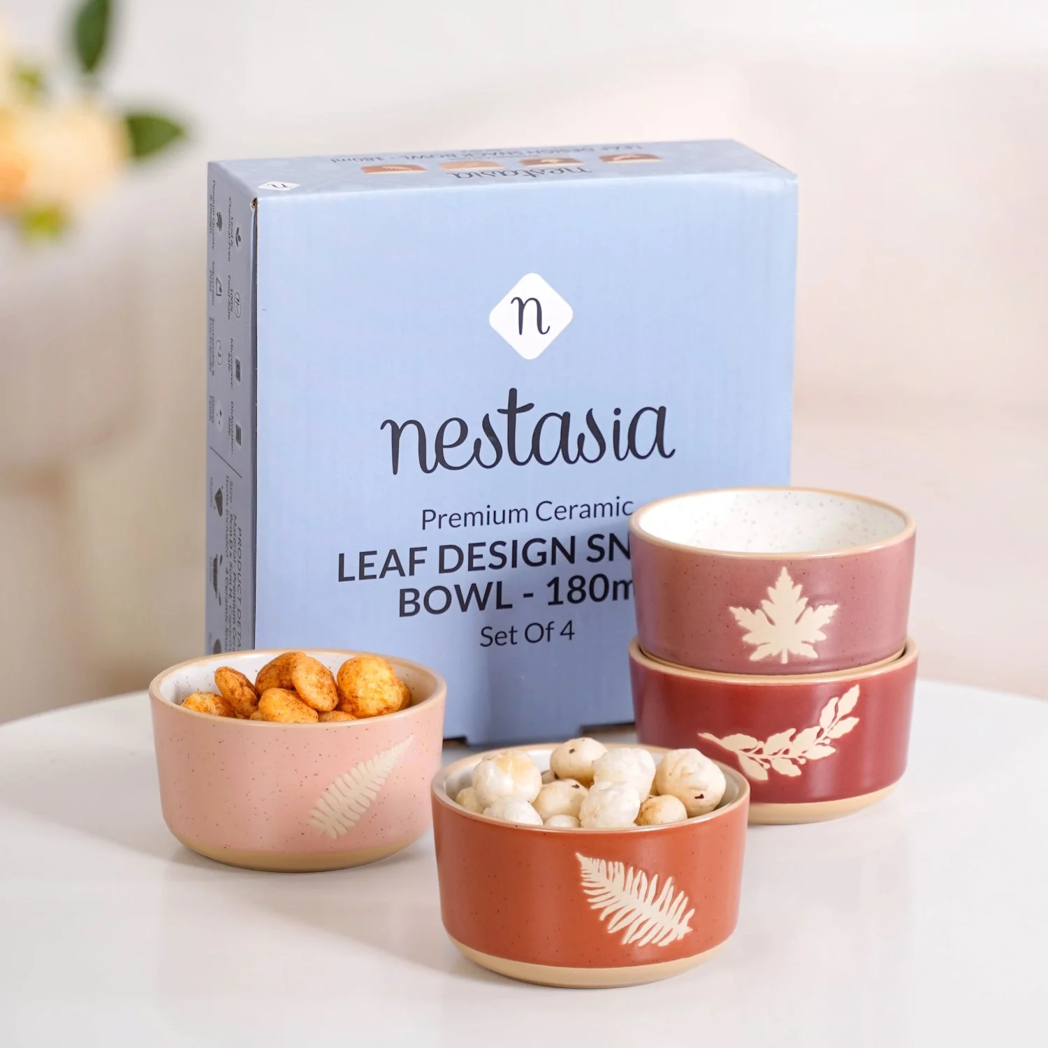 Autumn Leaf Ceramic Snack Bowl Set Of 4 180ml - Image 7