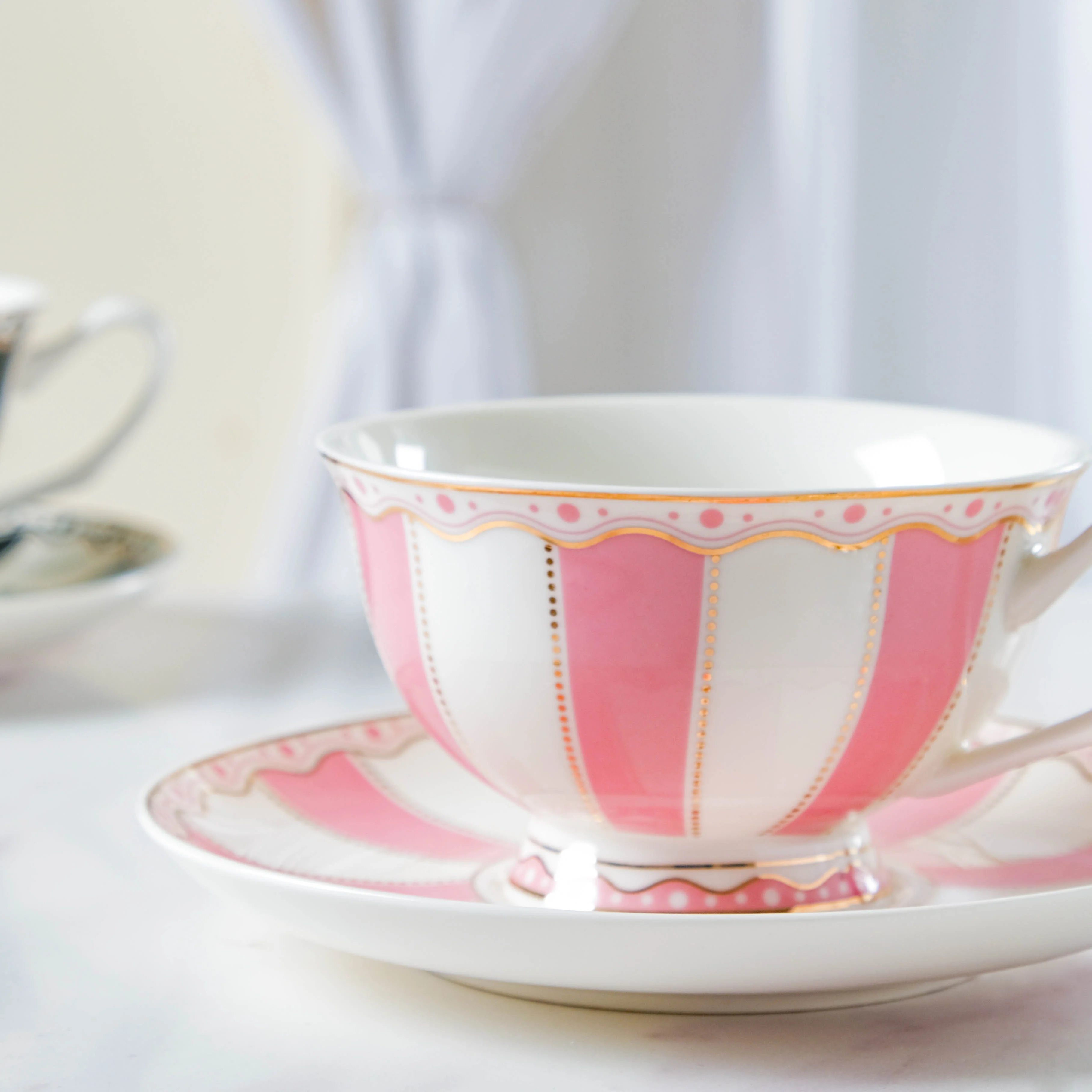 Azalea Pink Ceramic Cup and Saucer Set 150 ml - Image 6
