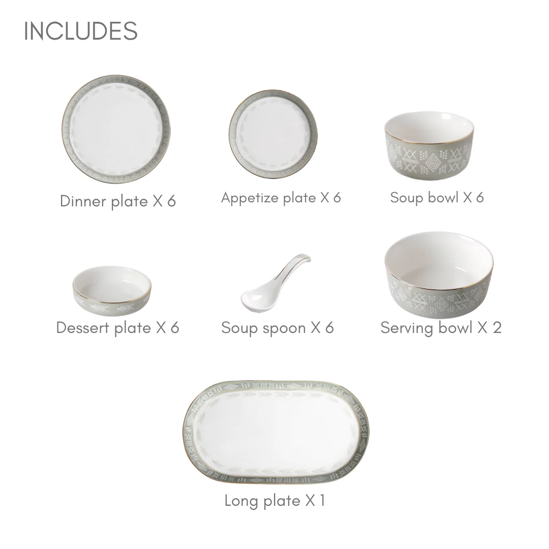 Azo Grey 27 Piece Dinnerware For 6 - Image 22