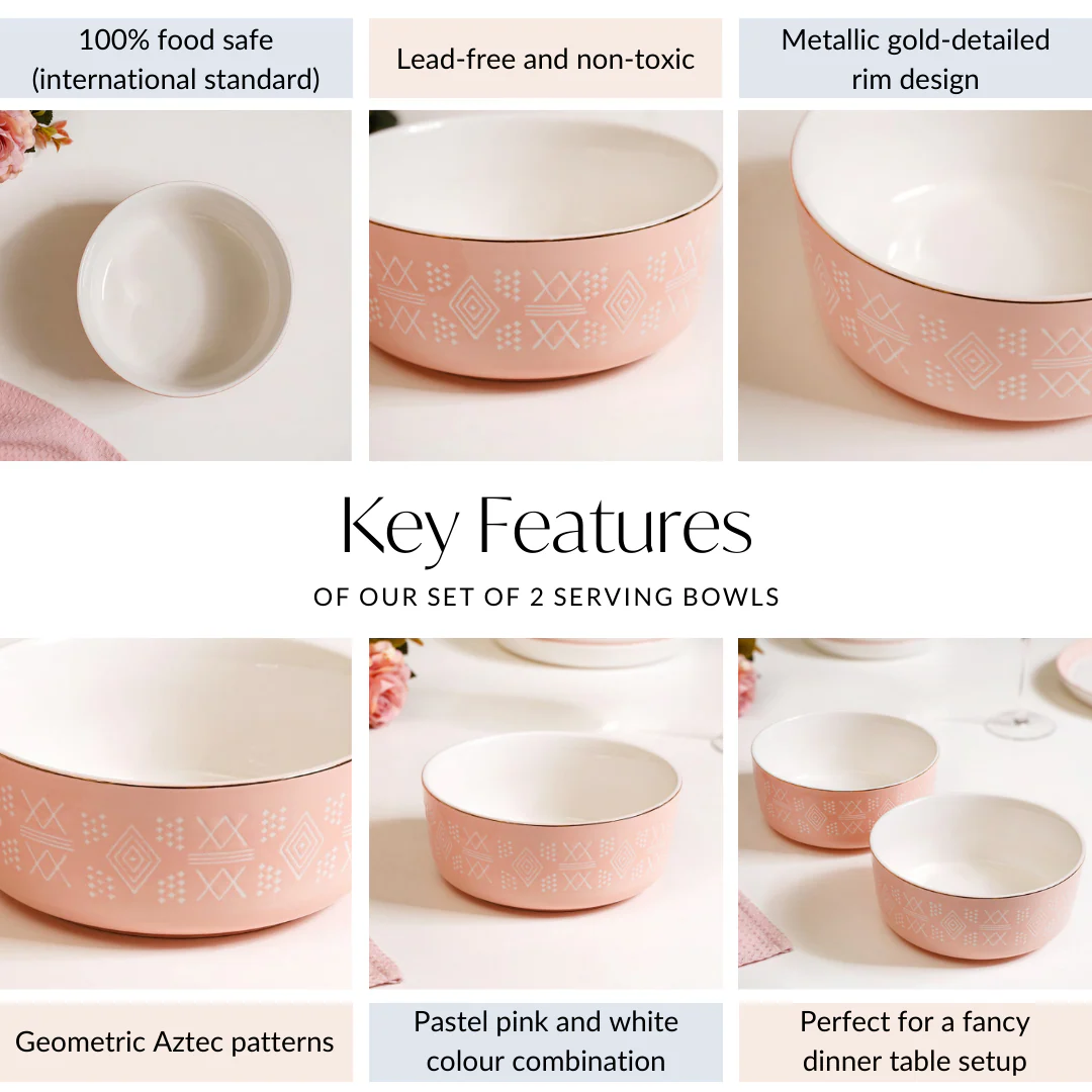 Azo Pink Serving Bowl Set Of 2 1140ml - Image 4