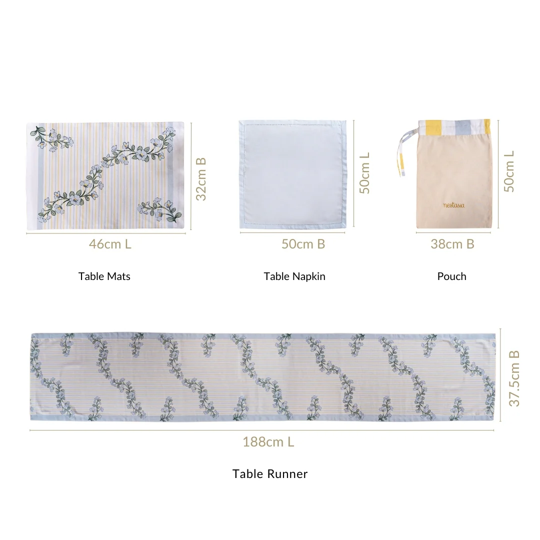 Azzurro Classic Table Place Mat, Runner and Napkin Set - Image 4