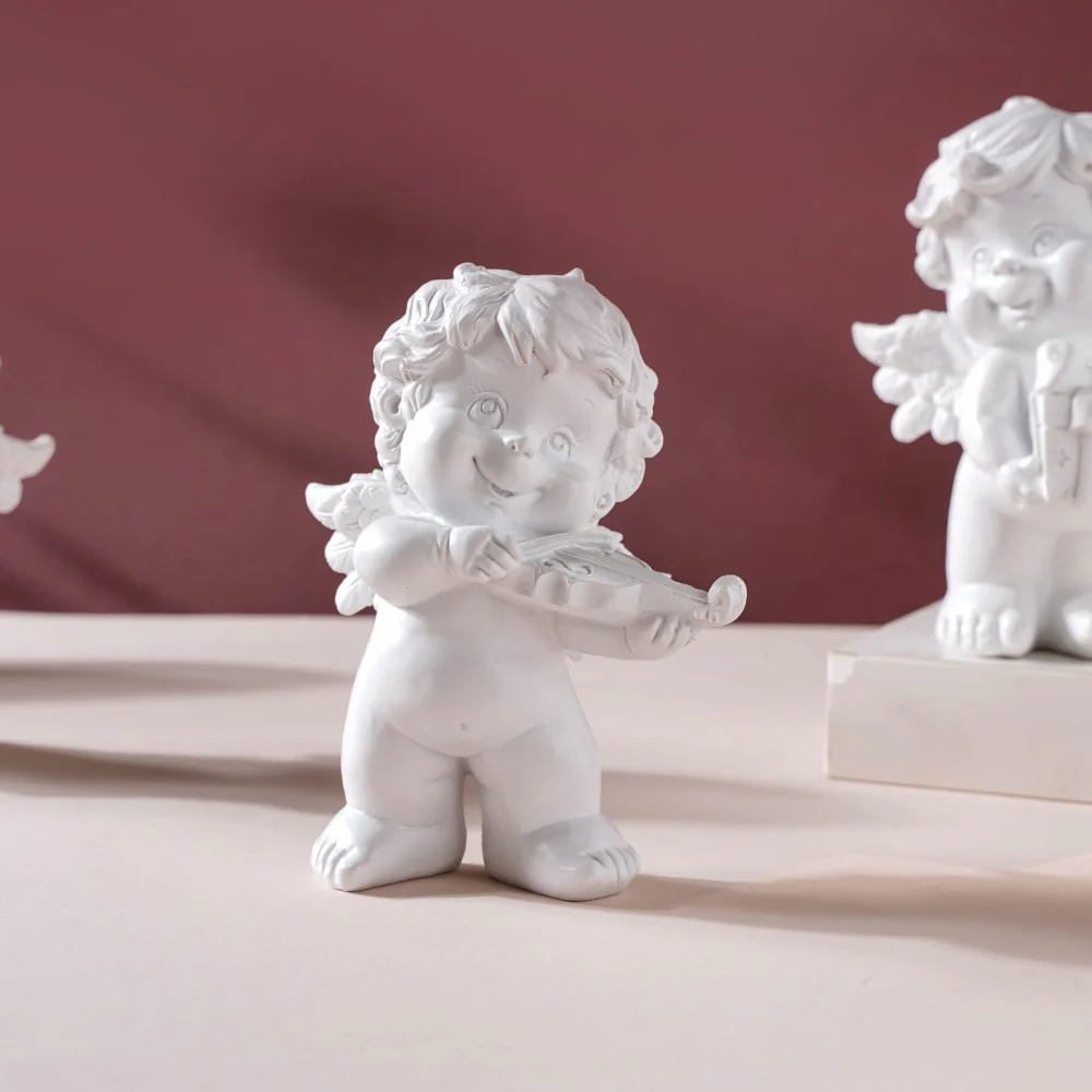 Baby Angel Resin Showpiece White Set Of 4 - Image 4