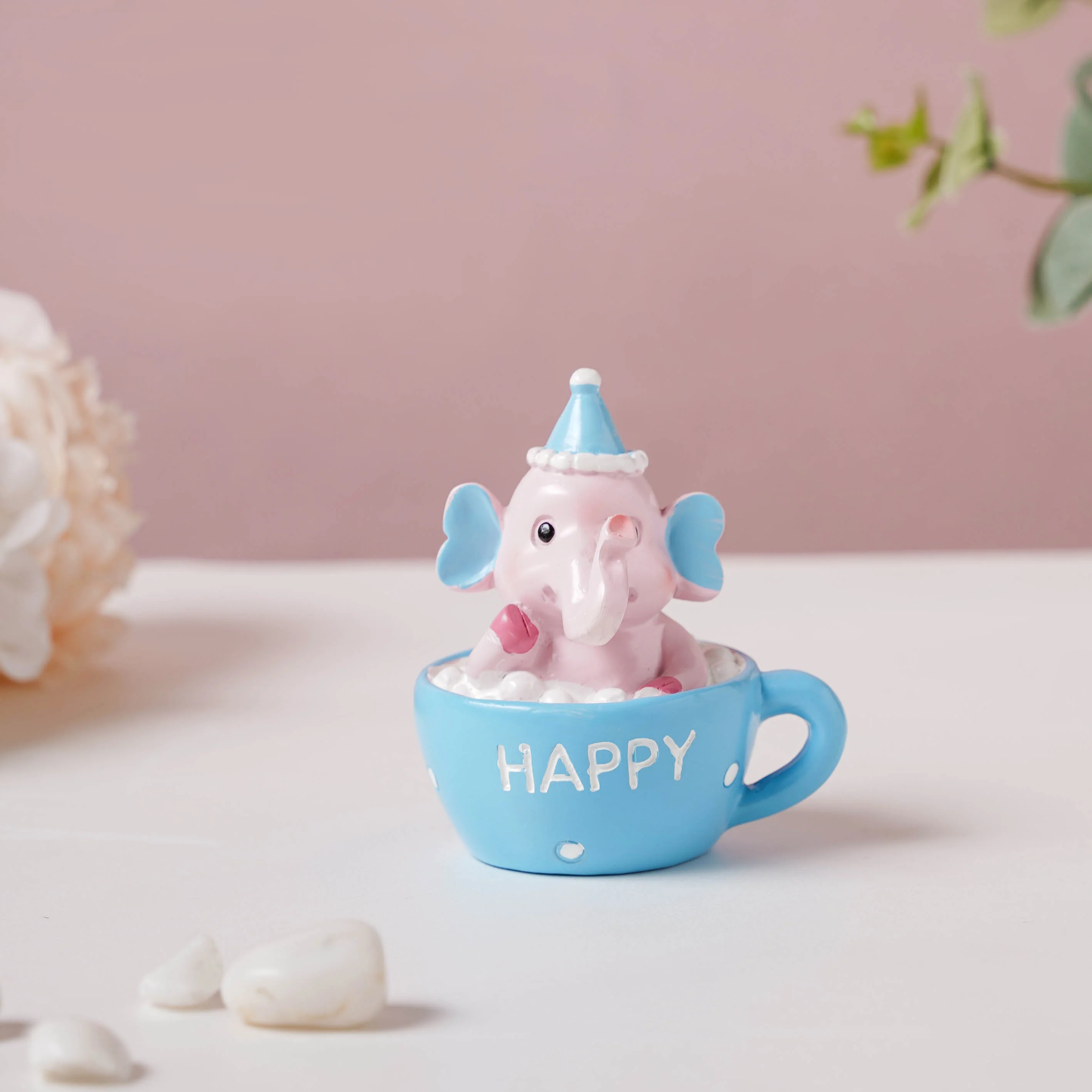 Baby Elephant Resin Showpiece Pink - Image 5