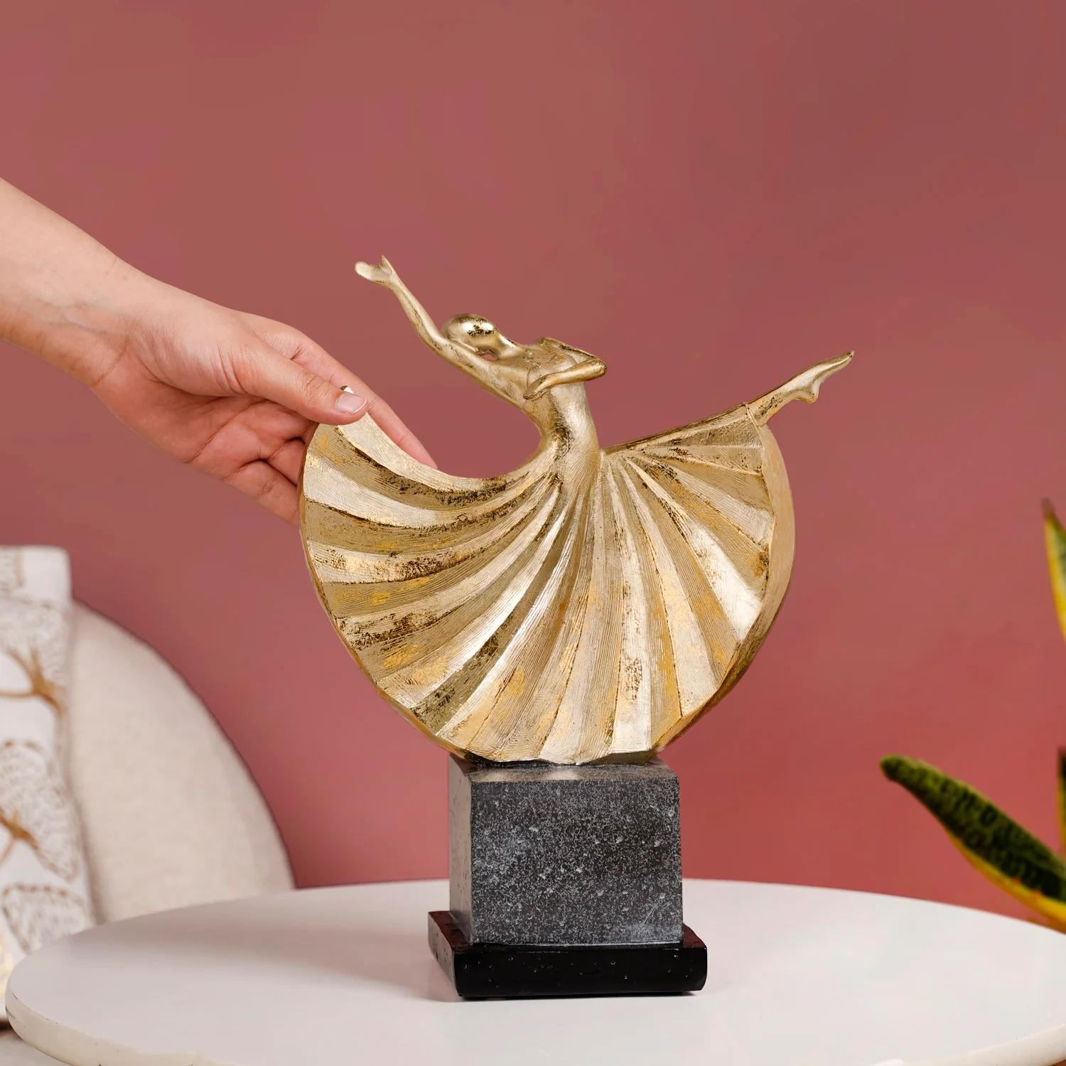 Ballet Dancer Home Decor Statue Gold - Image 2