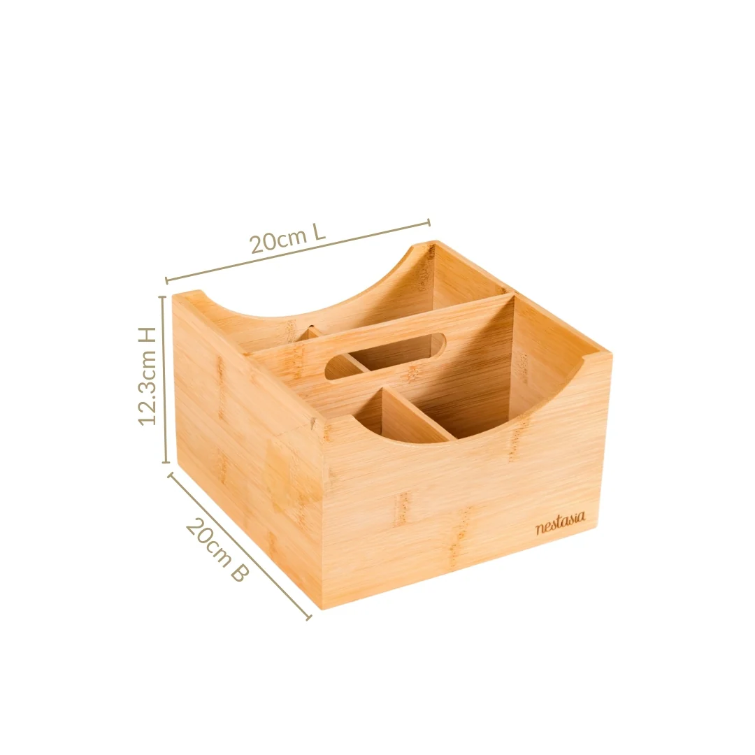 Bamboo Cutlery Caddy With Handle - Image 3