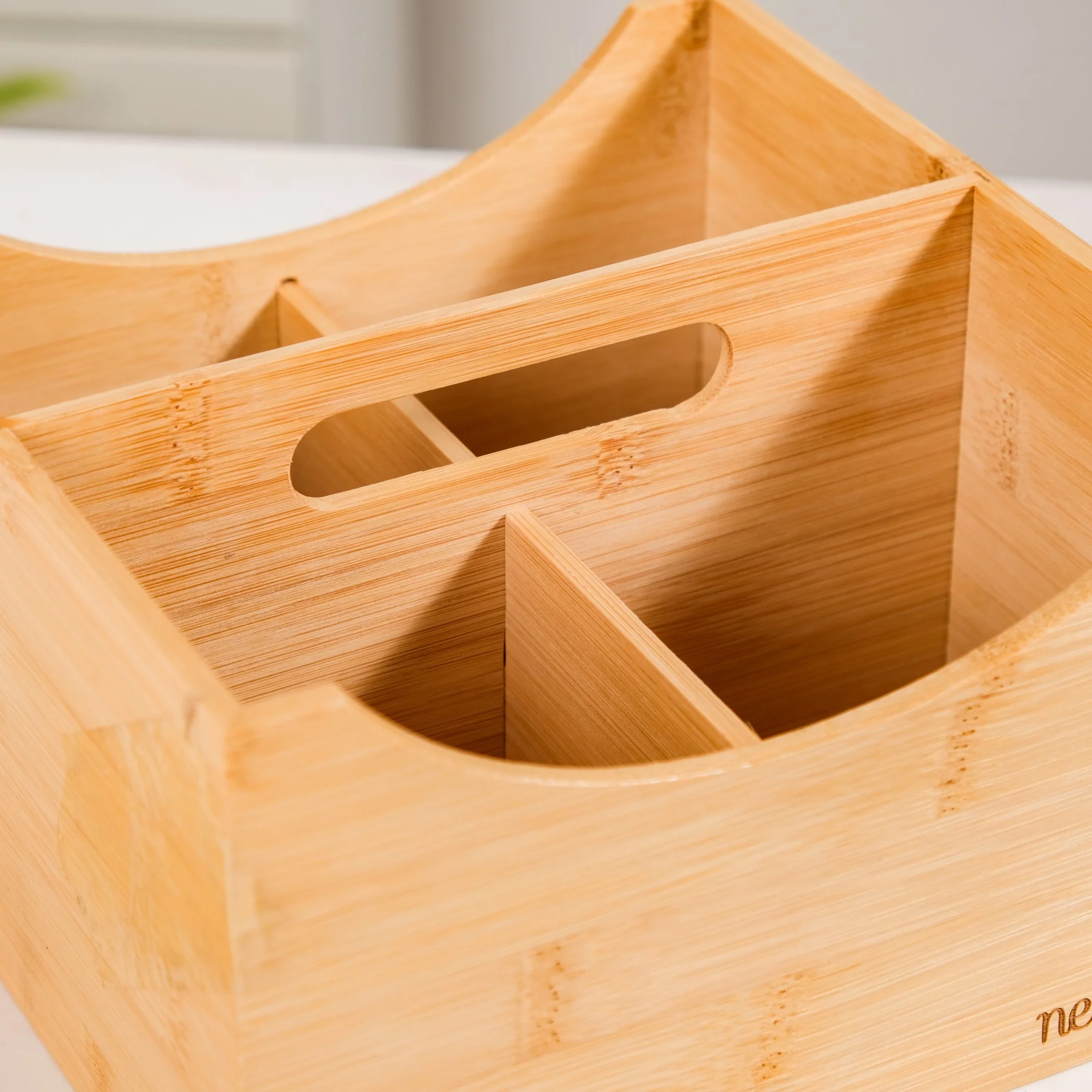 Bamboo Cutlery Caddy With Handle - Image 6