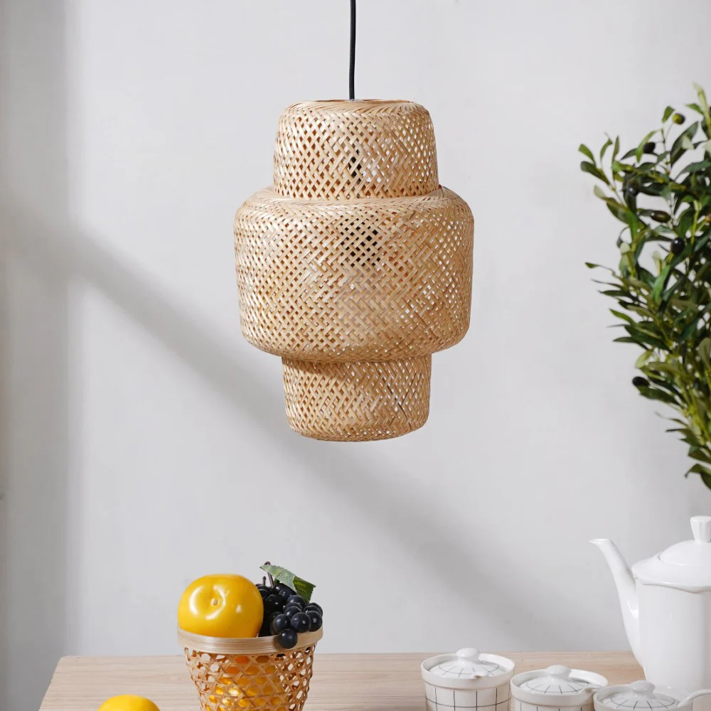 Bamboo Cylindrical Ceiling Lampshade 12 Inch - Image 3