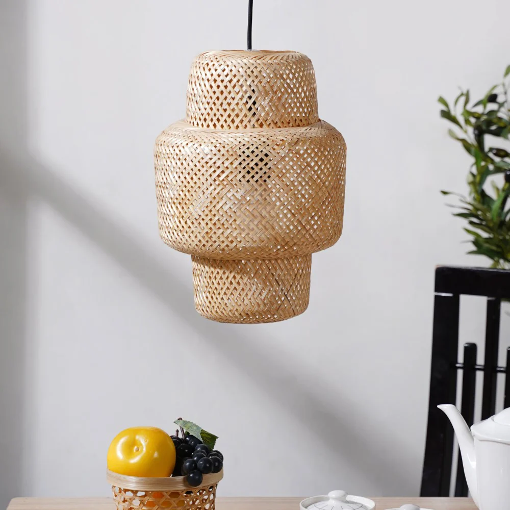 Bamboo Cylindrical Ceiling Lampshade 12 Inch - Image 6