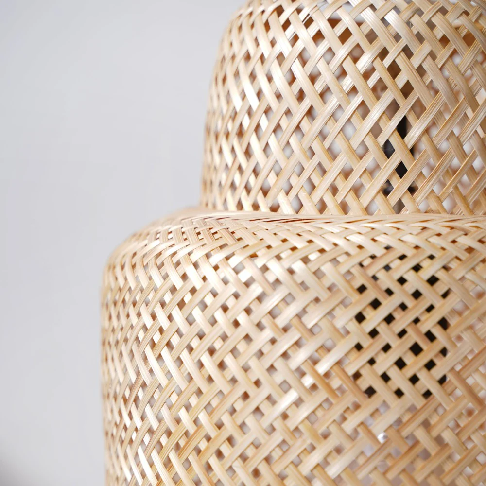 Bamboo Cylindrical Ceiling Lampshade 12 Inch - Image 7