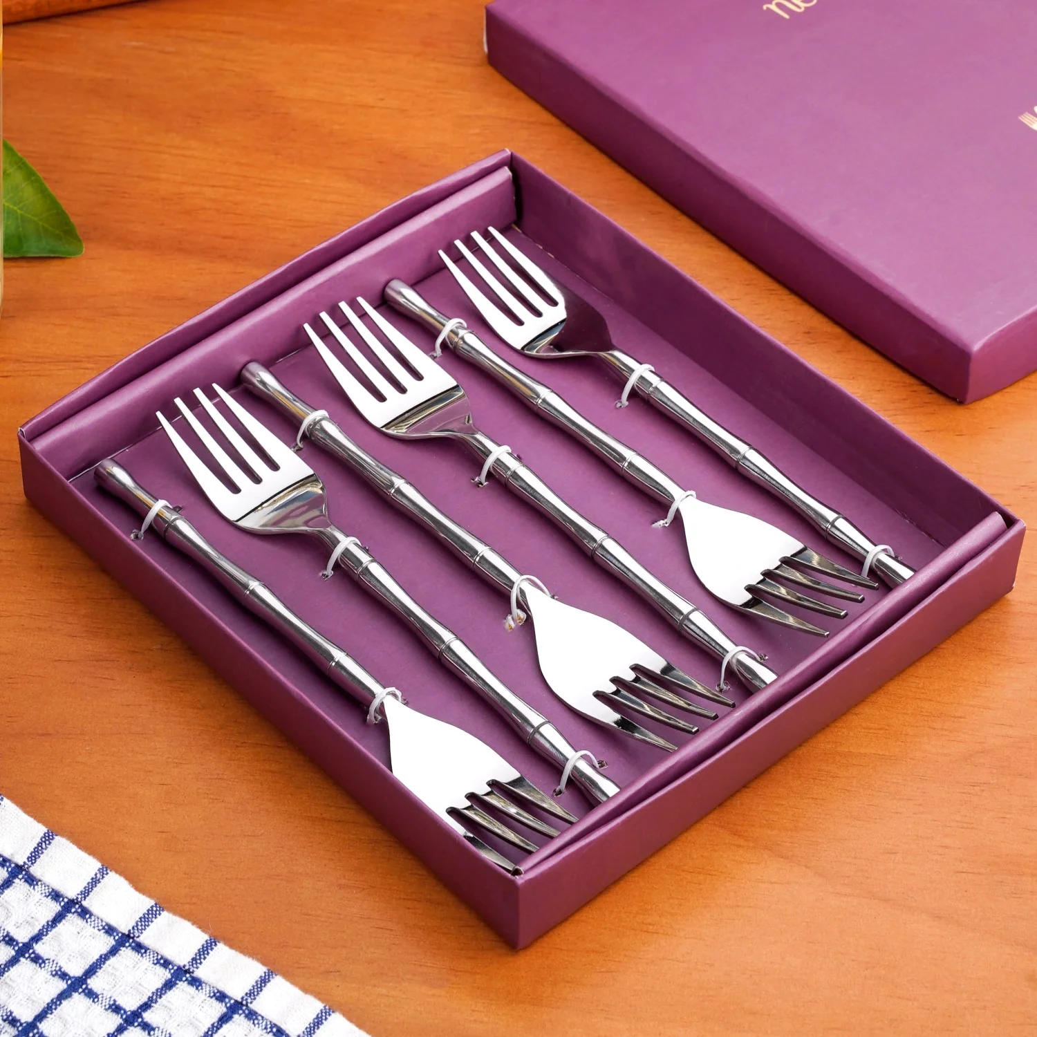 Bamboo Inspired Stainless Steel Fork Set Of 6 - Image 2