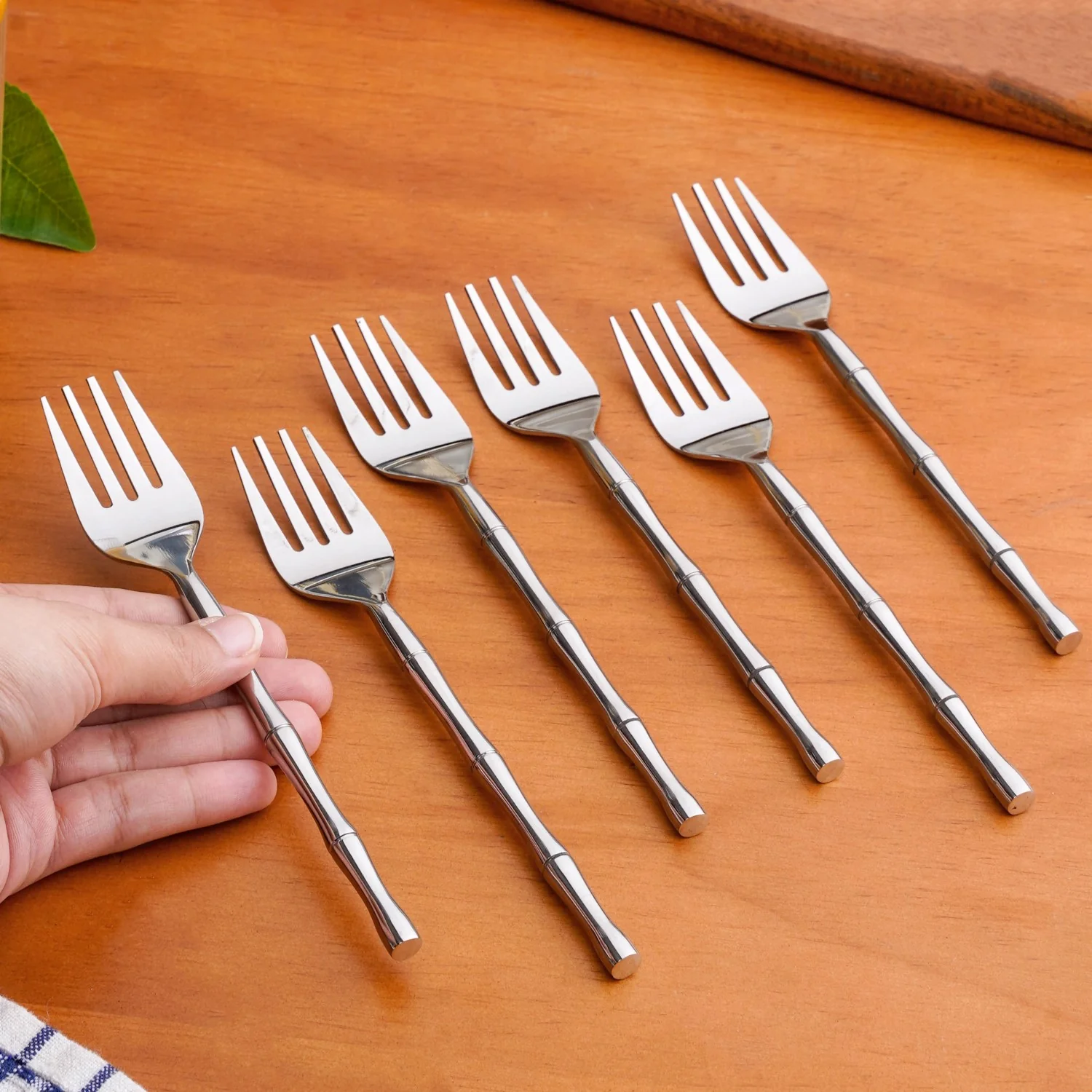Bamboo Inspired Stainless Steel Fork Set Of 6 - Image 3