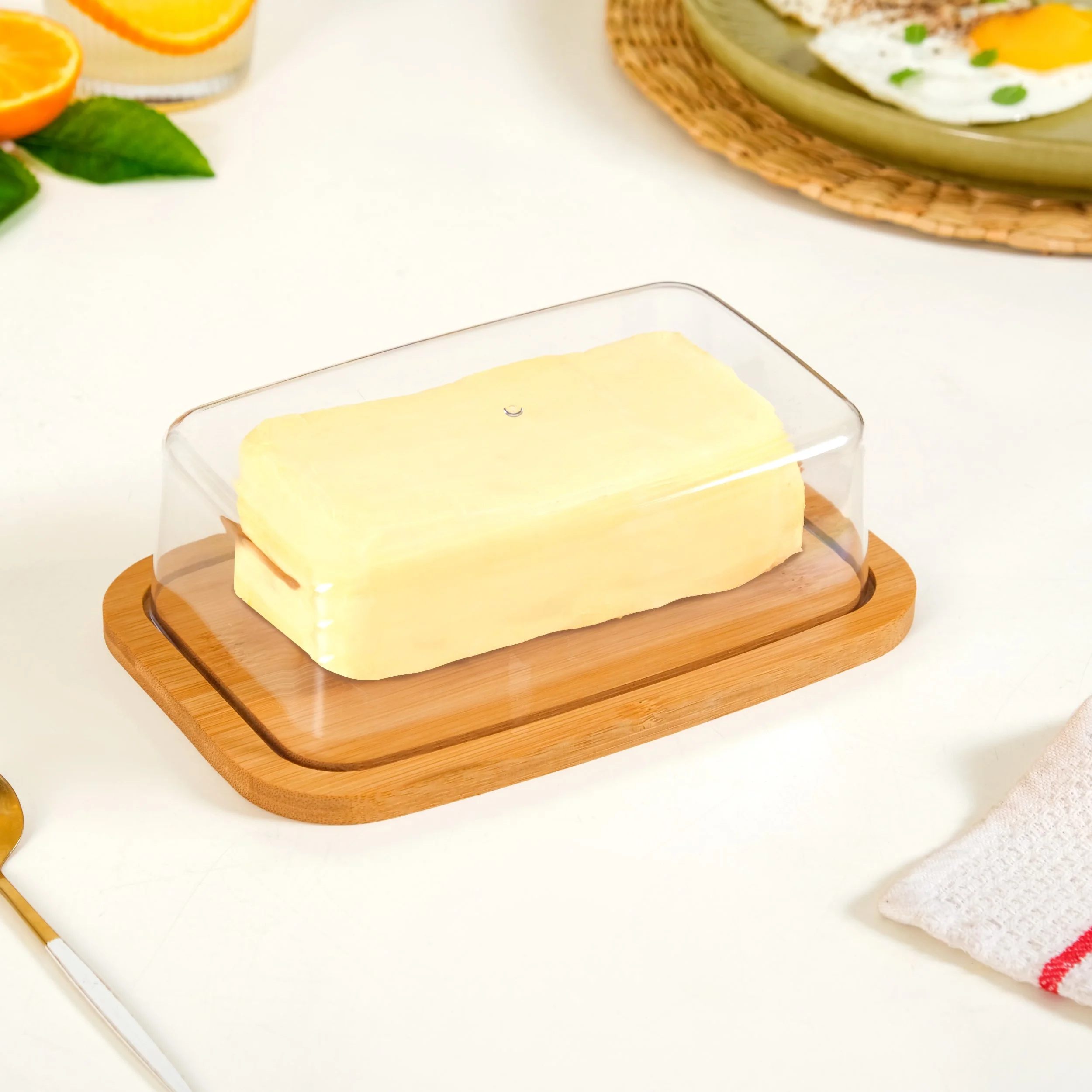 Bamboo Wood Butter Dish With Transparent Lid - Image 8