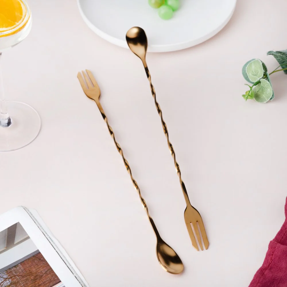 Bar Spoon With Fork Gold Set of 2 - Image 6