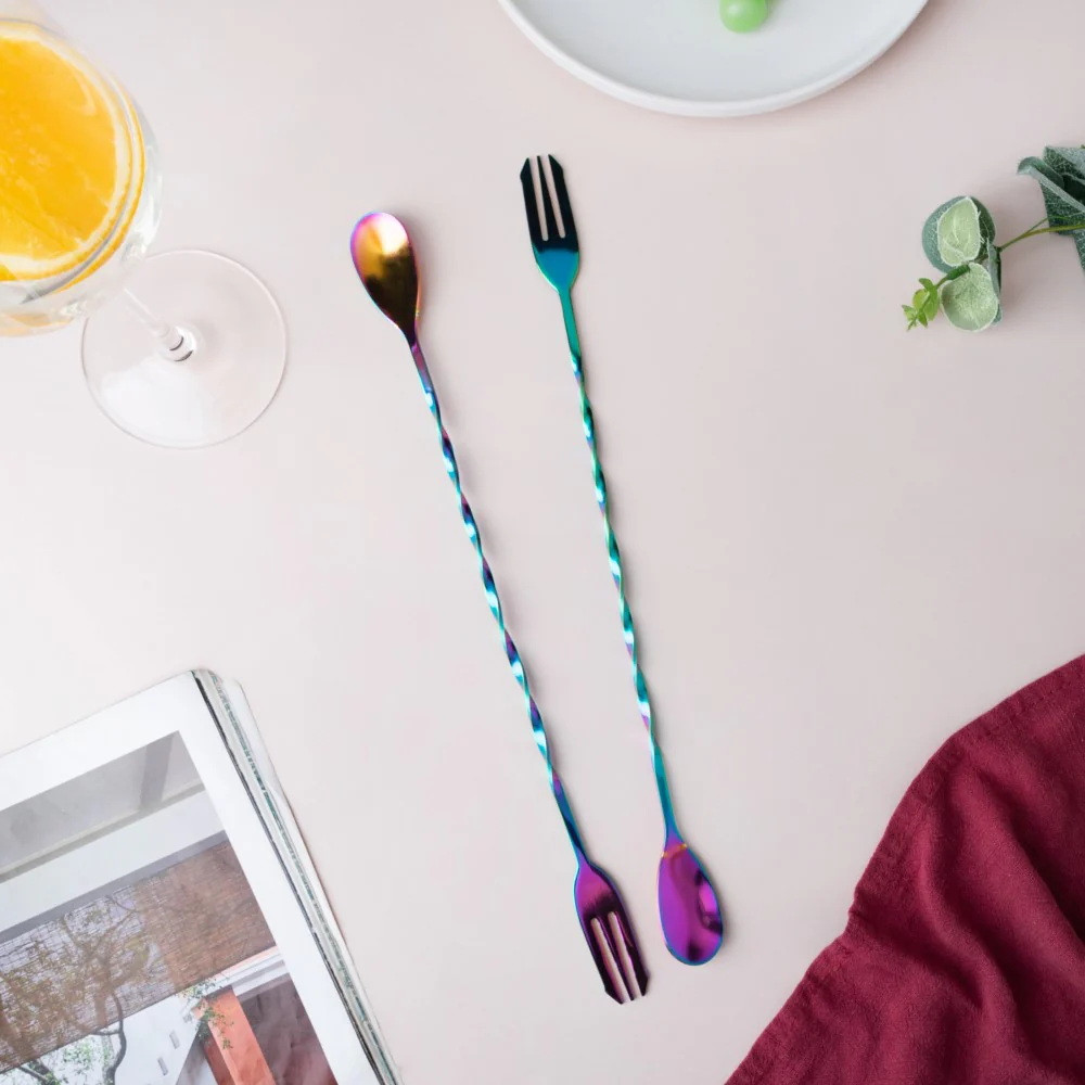 Bar Spoon With Fork Multicolour Set of 2 - Image 3