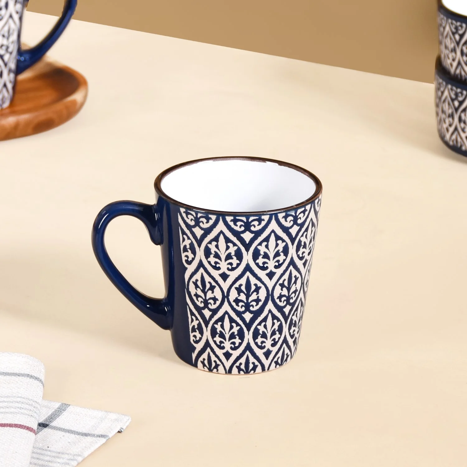 Baroque Tea Cup Set Of 6 Navy Blue 250ml - Image 6