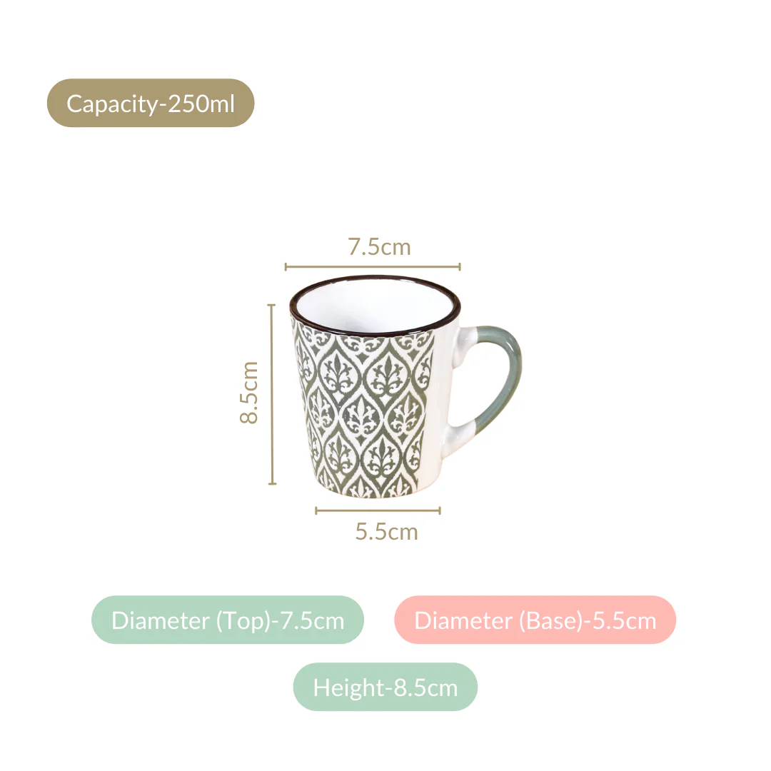 Baroque Tea Cup Set Of 6 Sage Green 250ml - Image 4