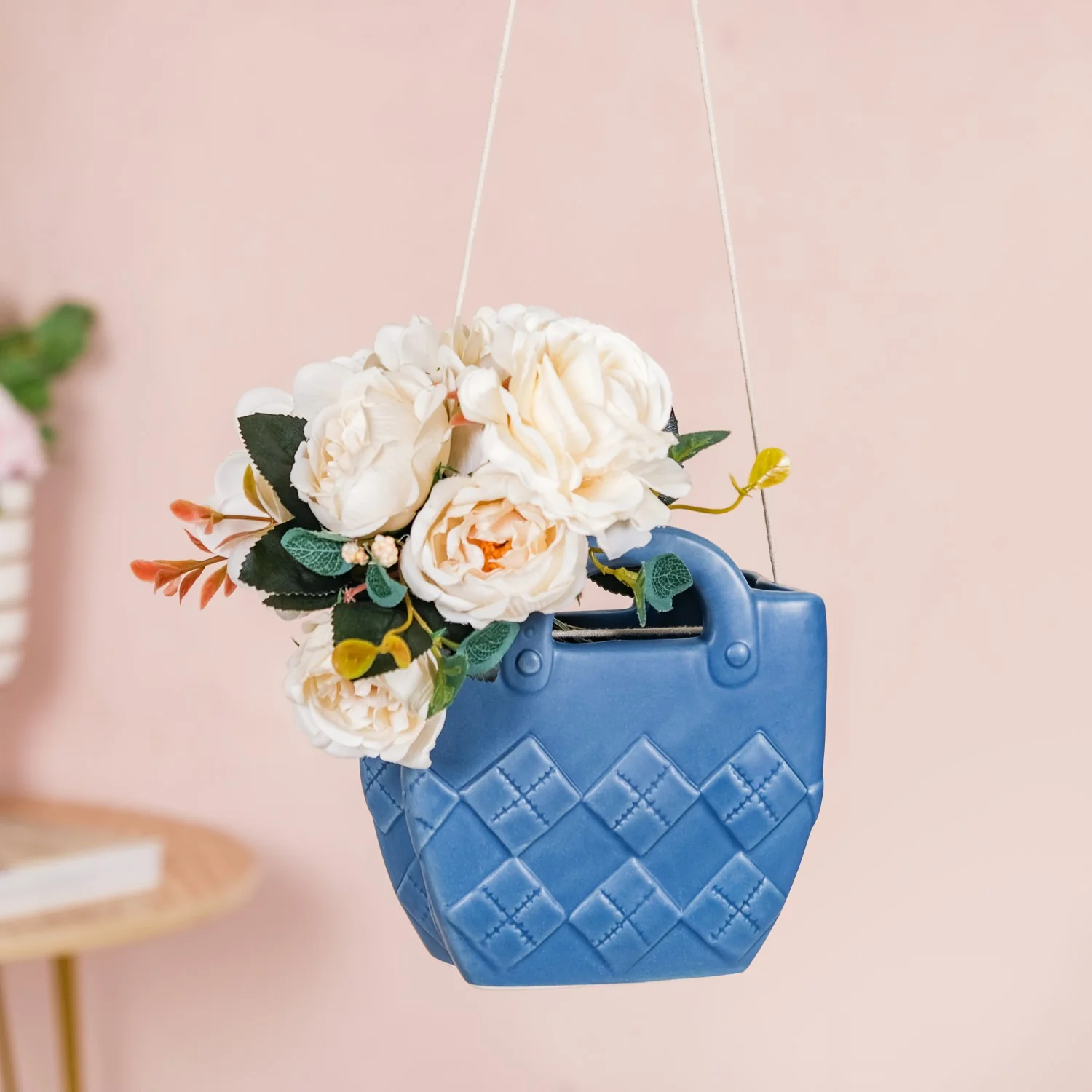 Basket Design Mini Vase For Living Room Blue - Image 2