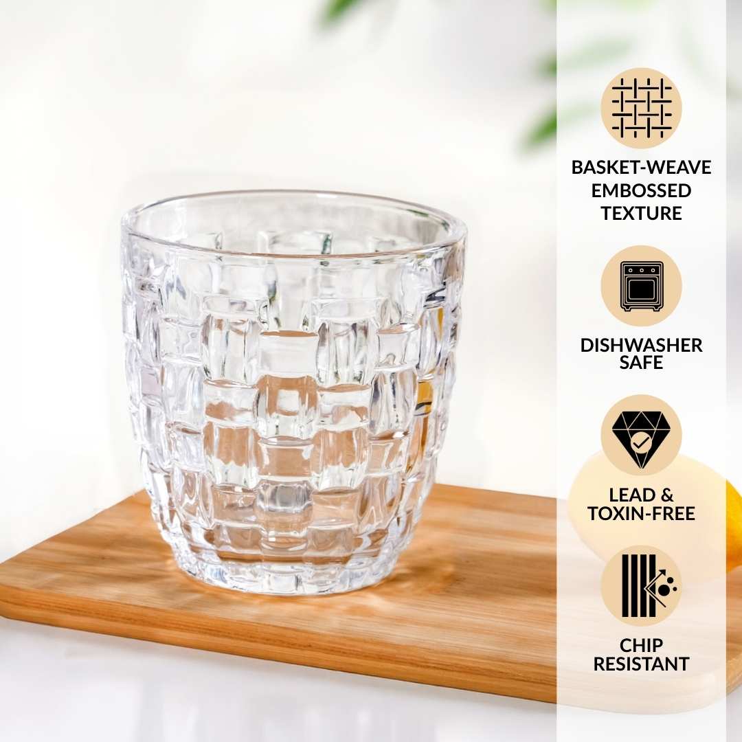 Basket Weave Glass Tumbler Set Of 6 260ml - Image 2