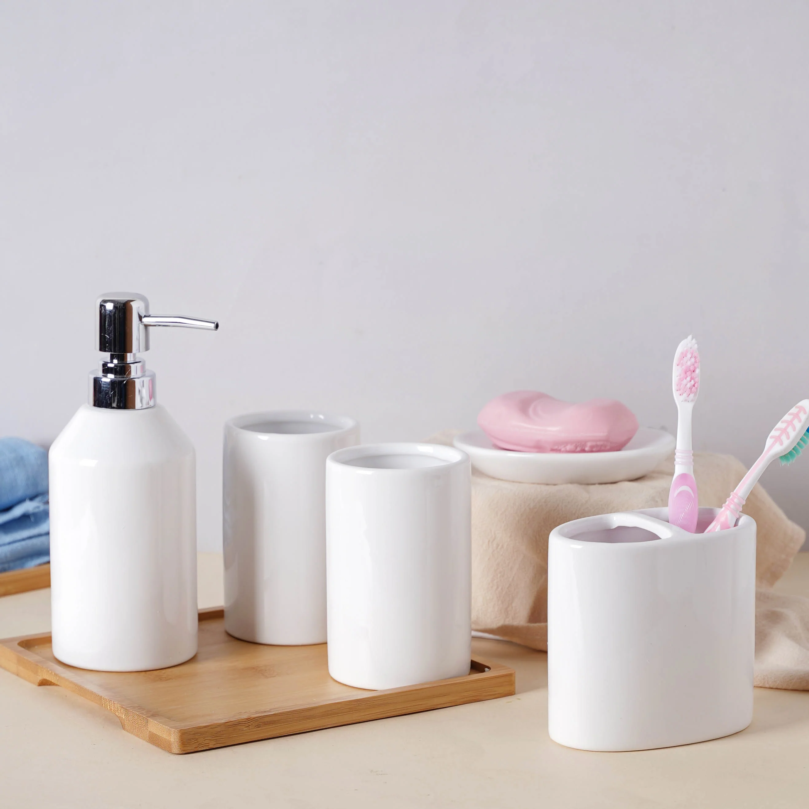 Bathroom Set of 5 White - Image 3