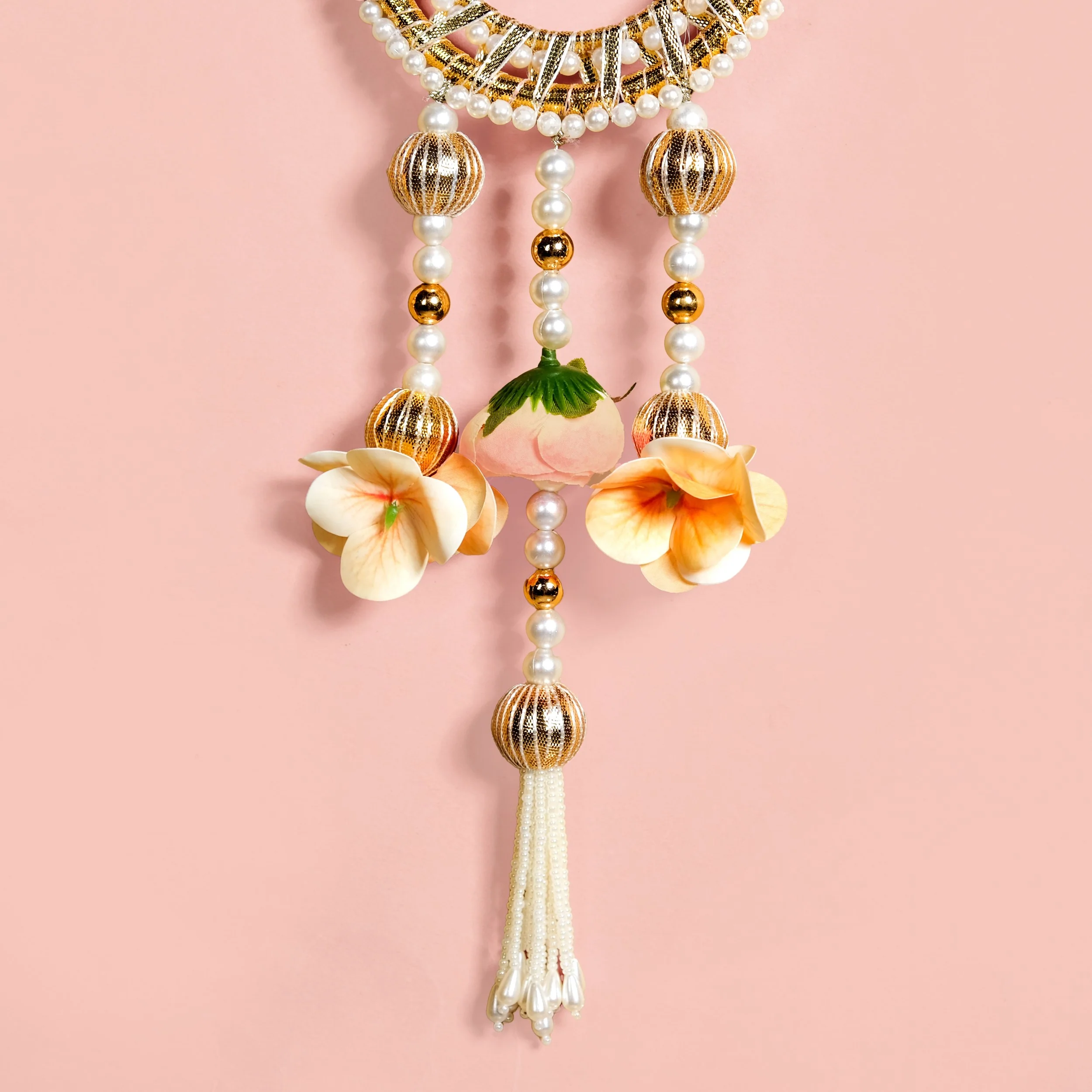 Beaded Lotus Wall Hanging Set Of 2 In Pink - Image 6