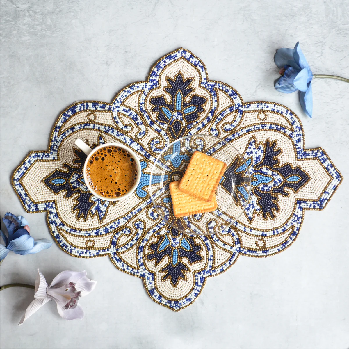 Beads Blue Baroque Mat
