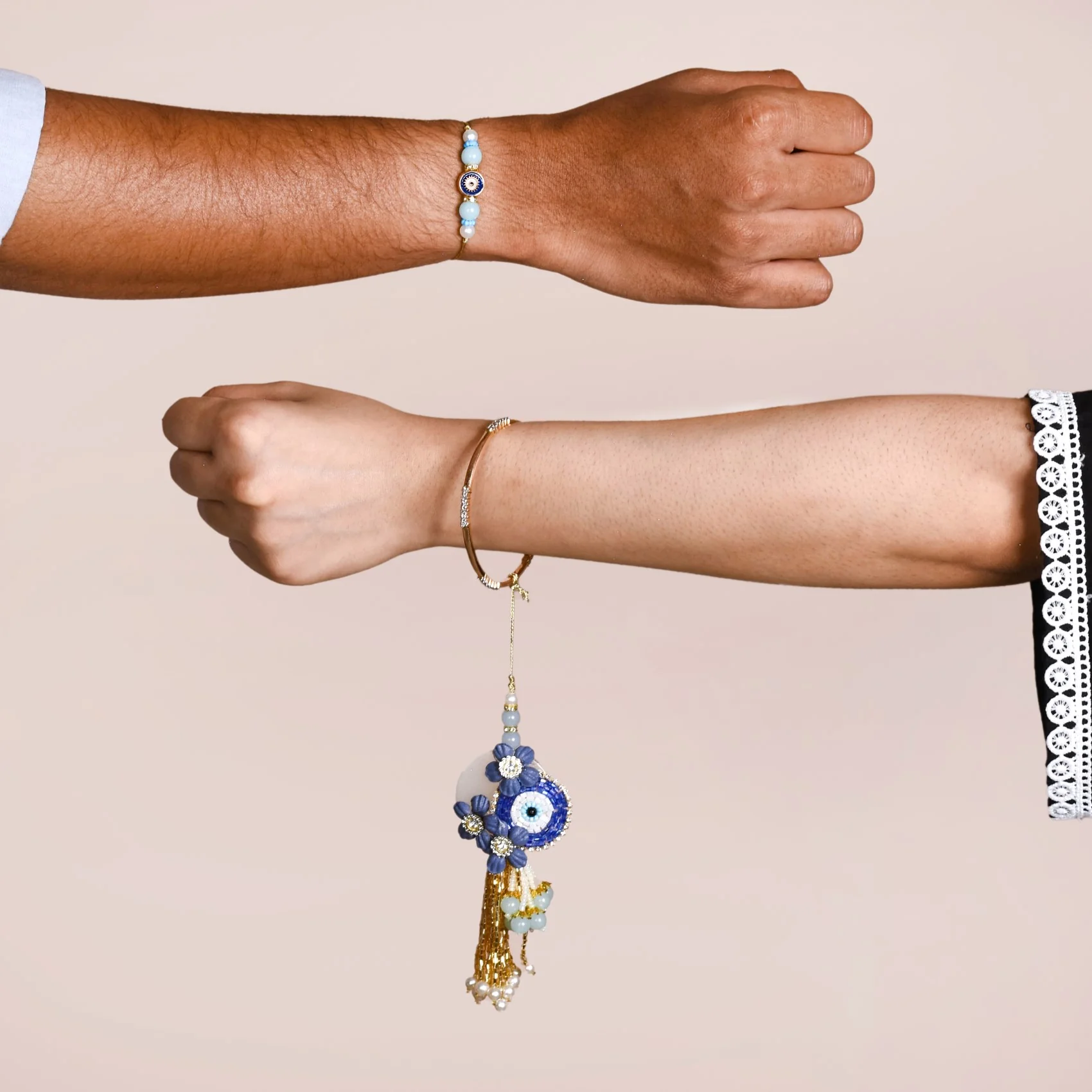Beads Evil Eye Rakhi Lumba Hamper Set Of 4 With Gift Box - Image 5