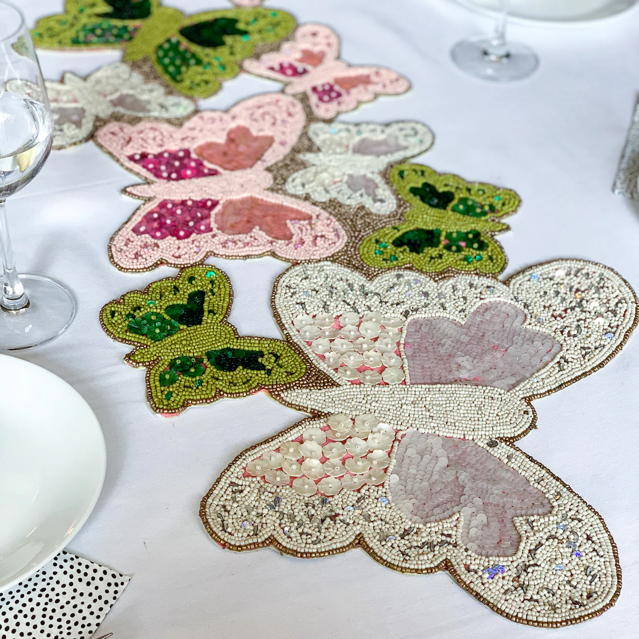 BEADS Butterfly Runner - Pink Green White - Image 2