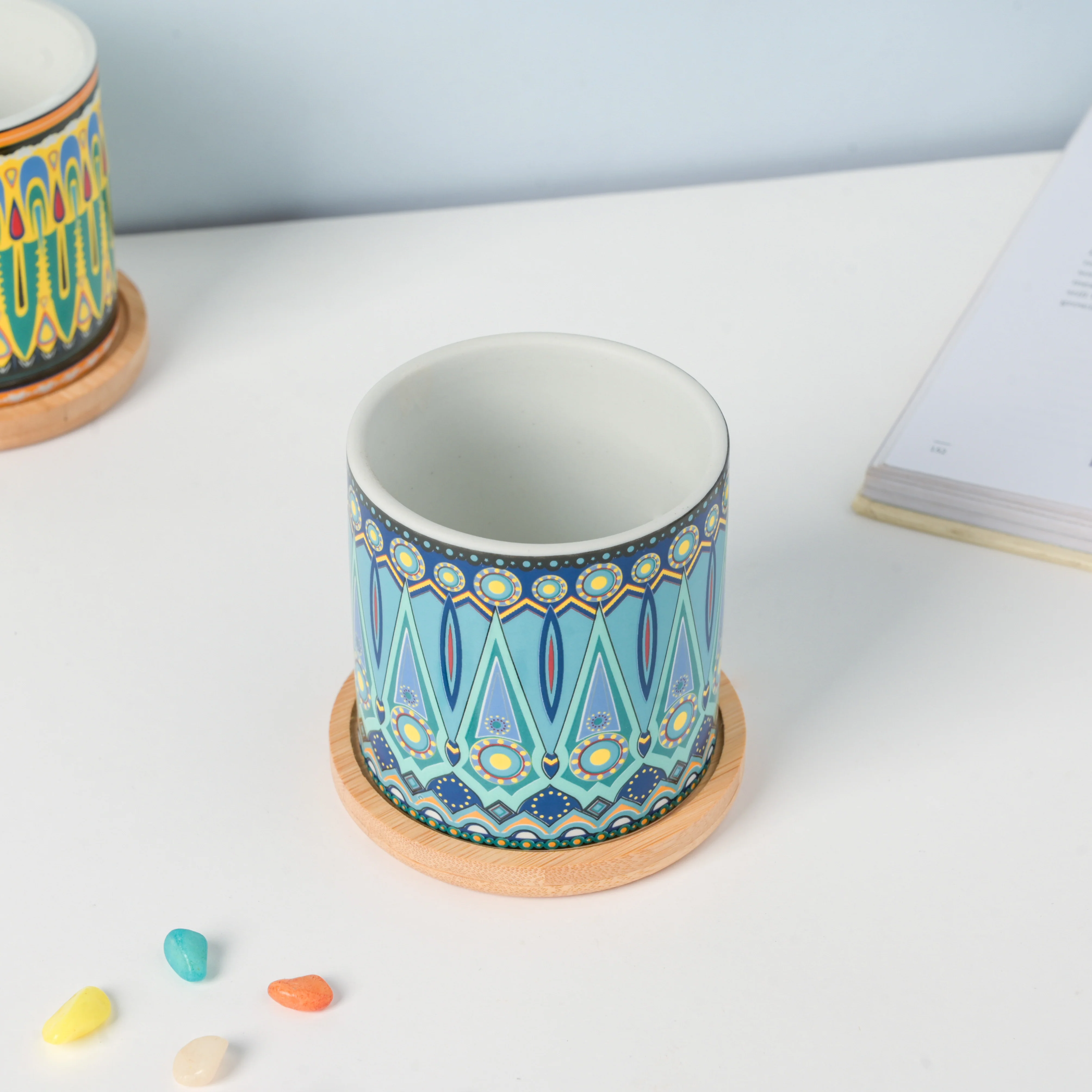 Beaming Blue Planter With Coaster - Image 4