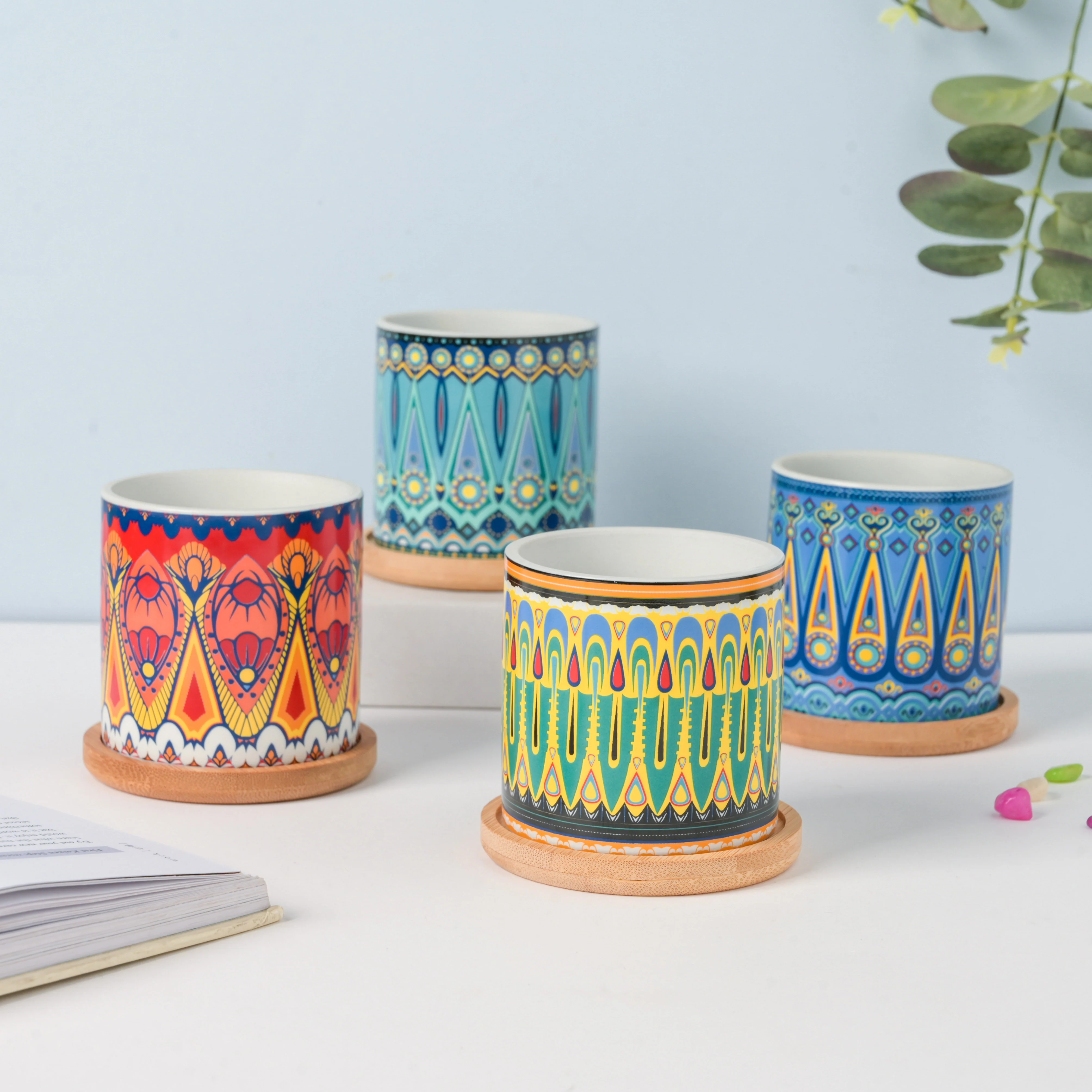 Beaming Blue Planter With Coaster - Image 7