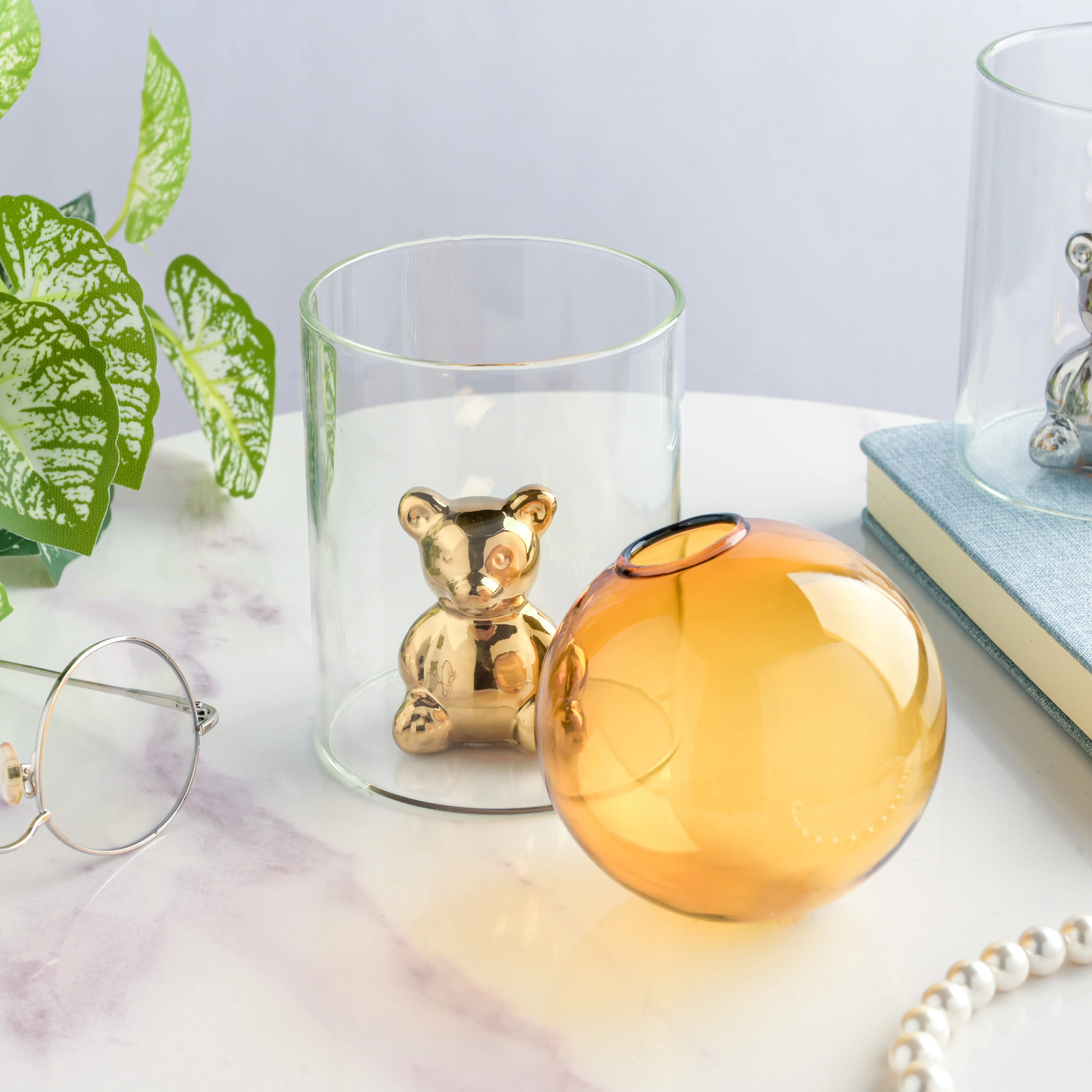 Bear In The Jar Glass Planter Amber - Image 5