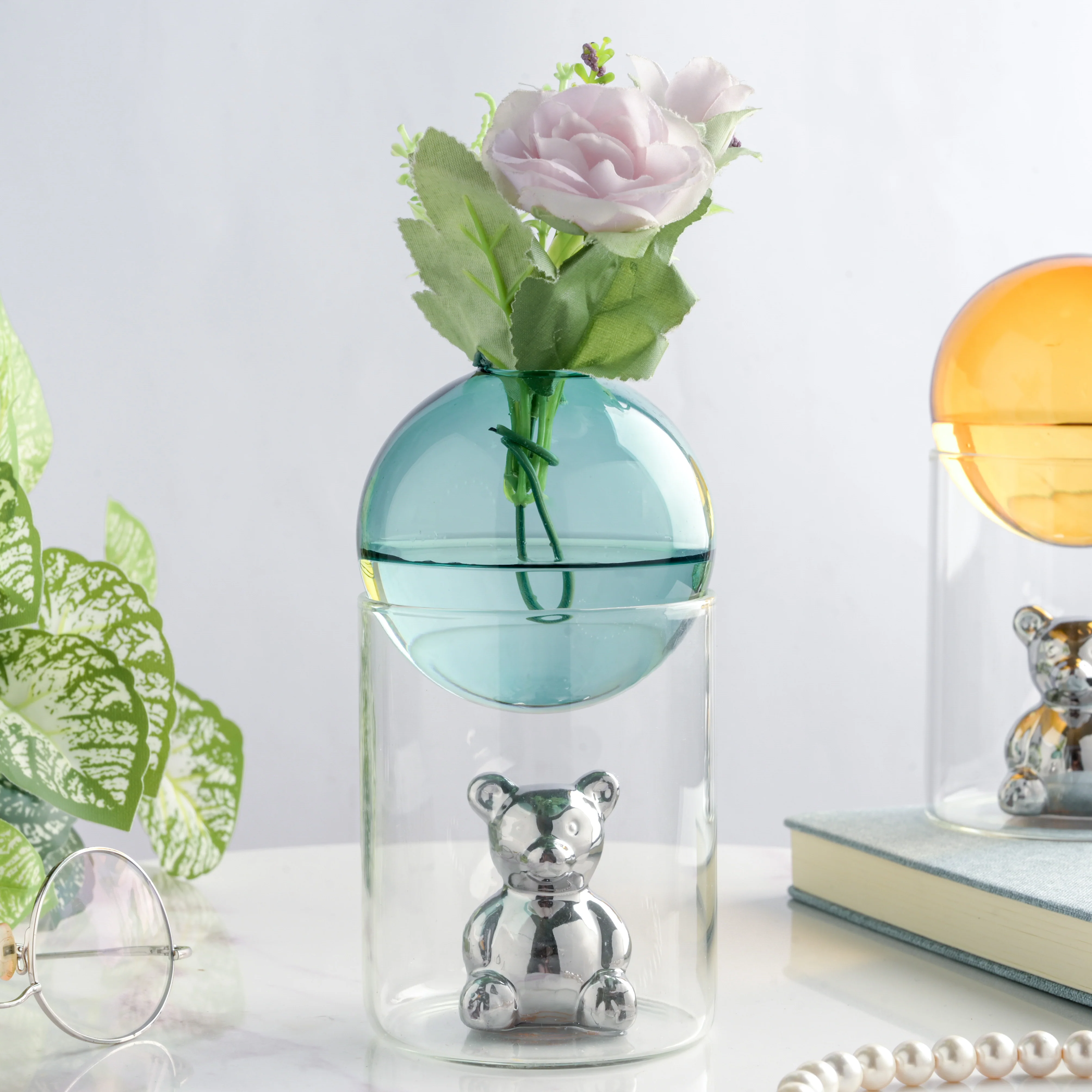 Bear In The Jar Glass Planter Green - Image 6