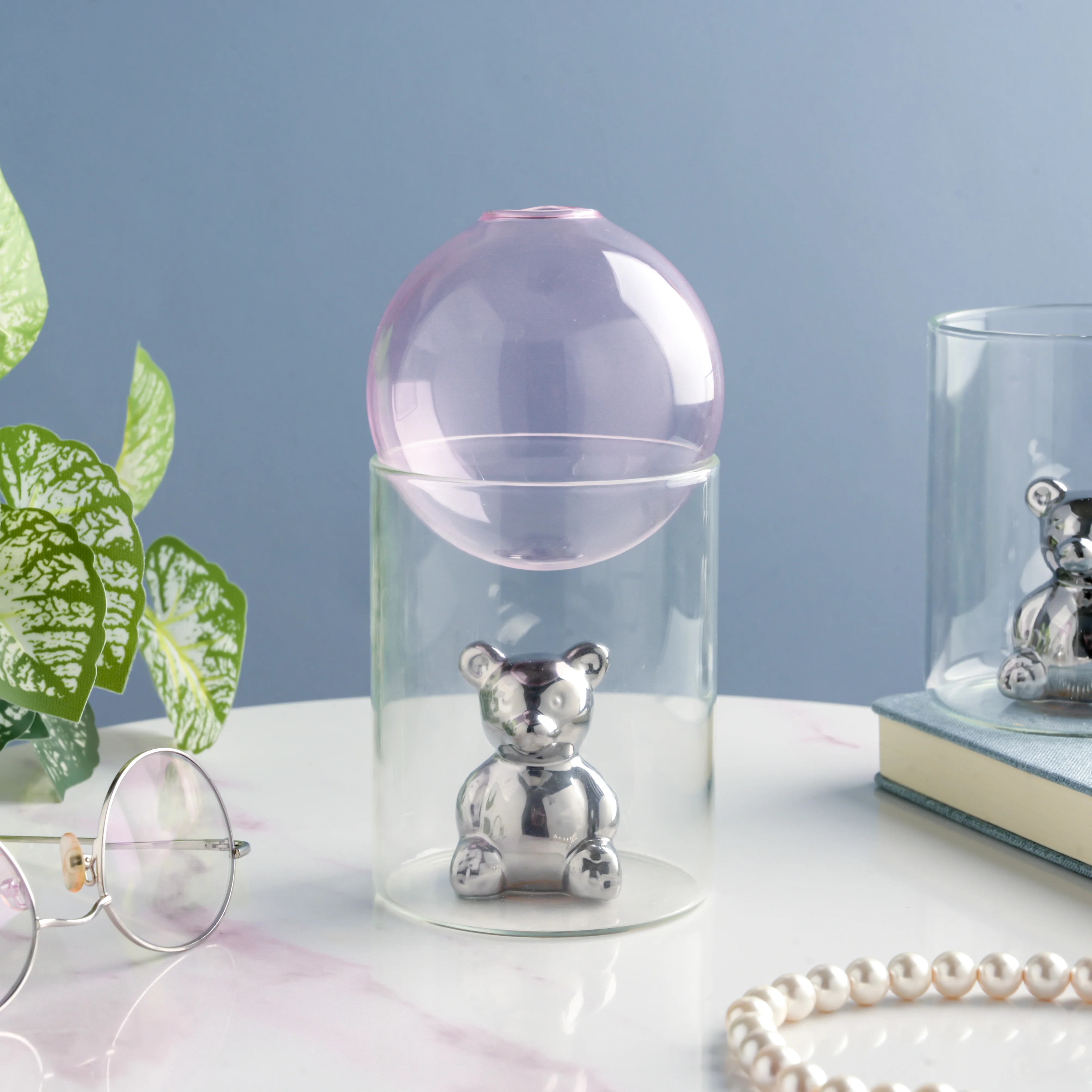 Bear In The Jar Glass Planter Pink - Image 6