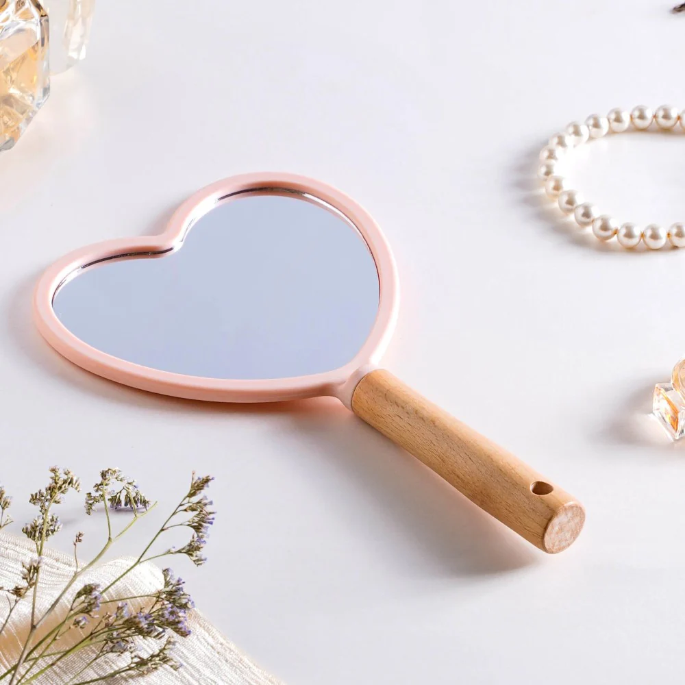 Beauty Heart Handheld Mirror Pink - Image 4