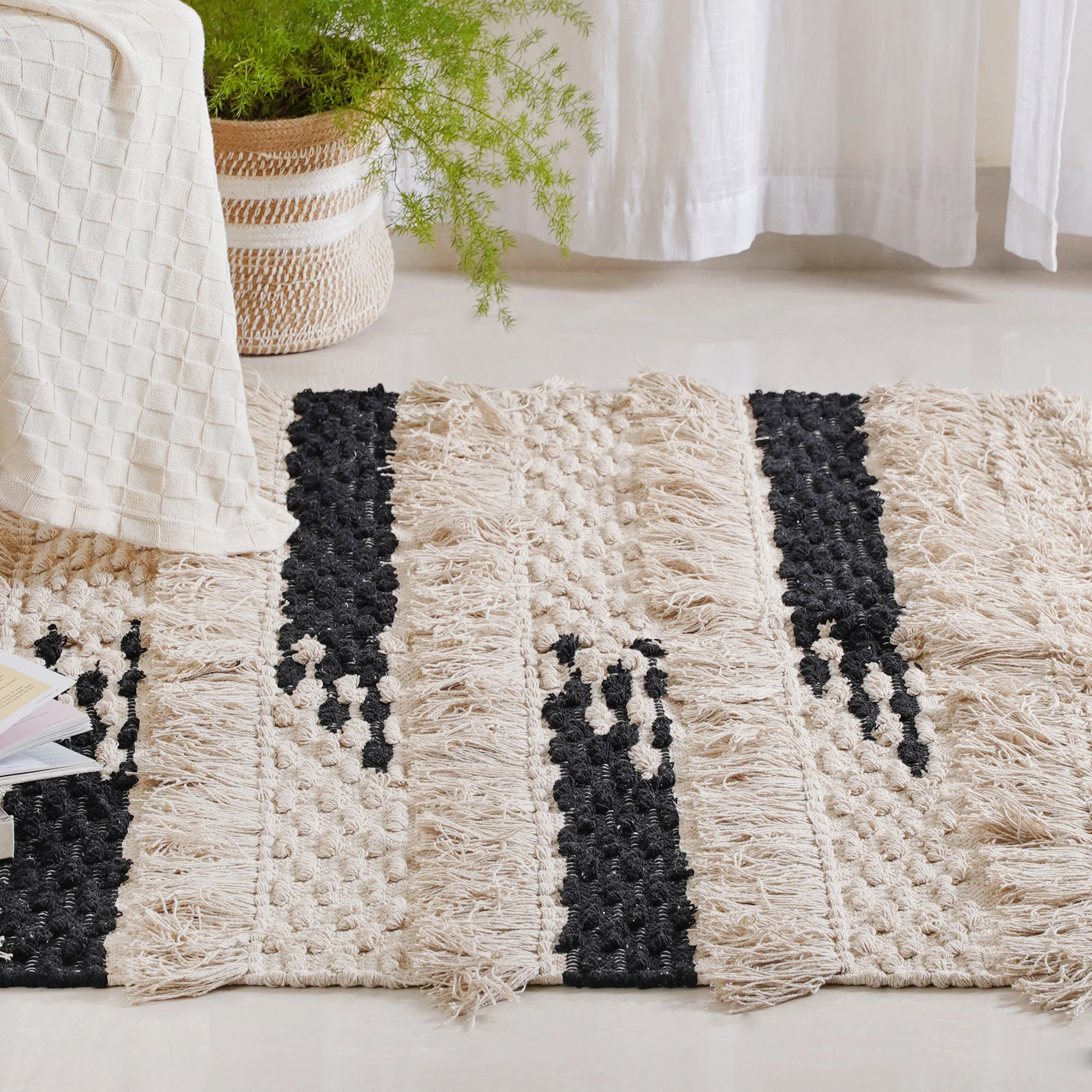 Beige and Black Living Room Rug - Image 3