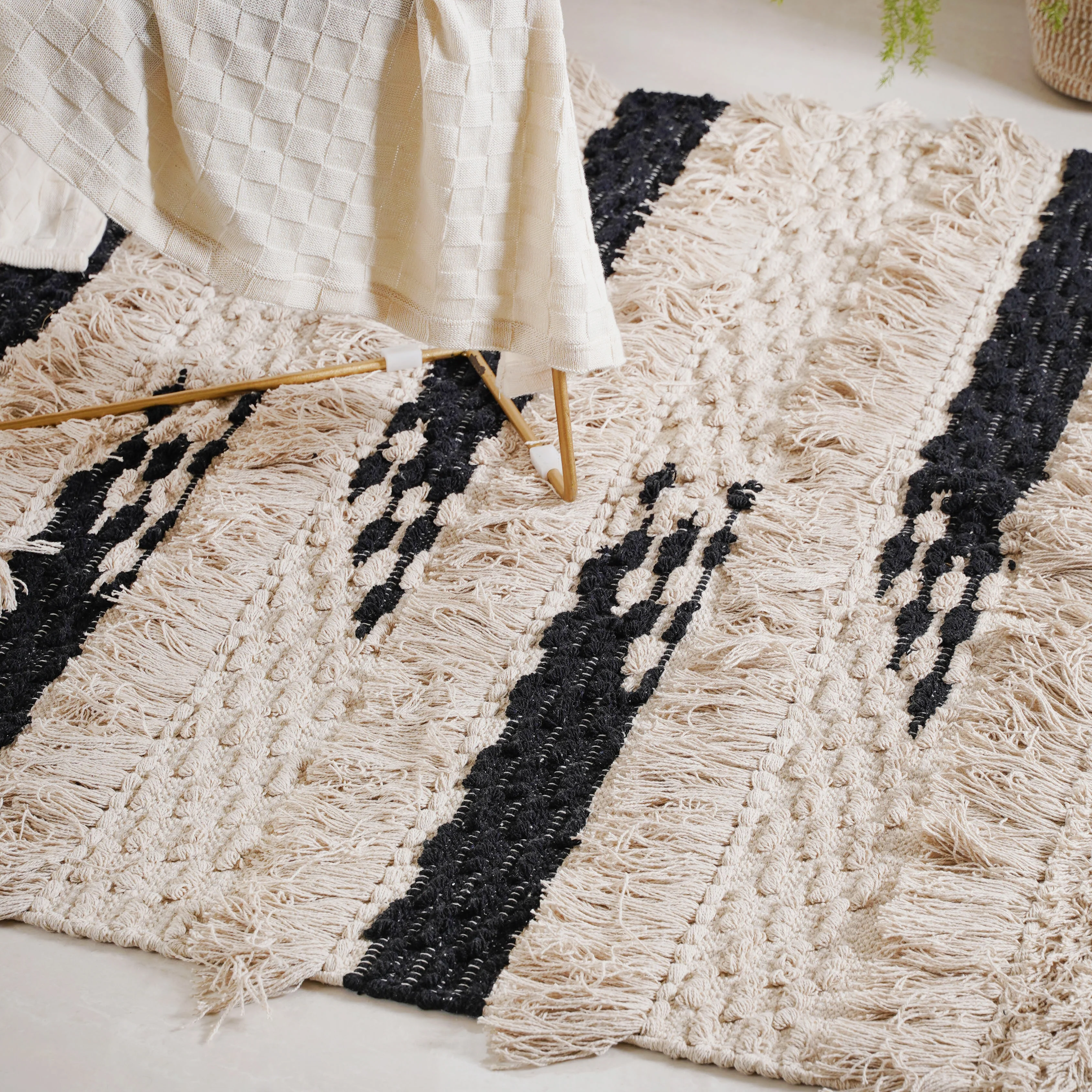 Beige and Black Living Room Rug - Image 6