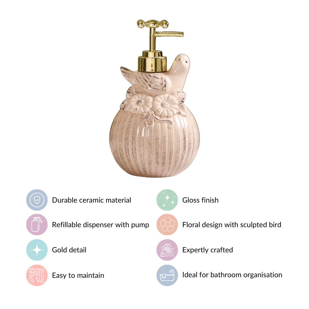 Beige Bird Design Ceramic Liquid Dispenser - Image 5