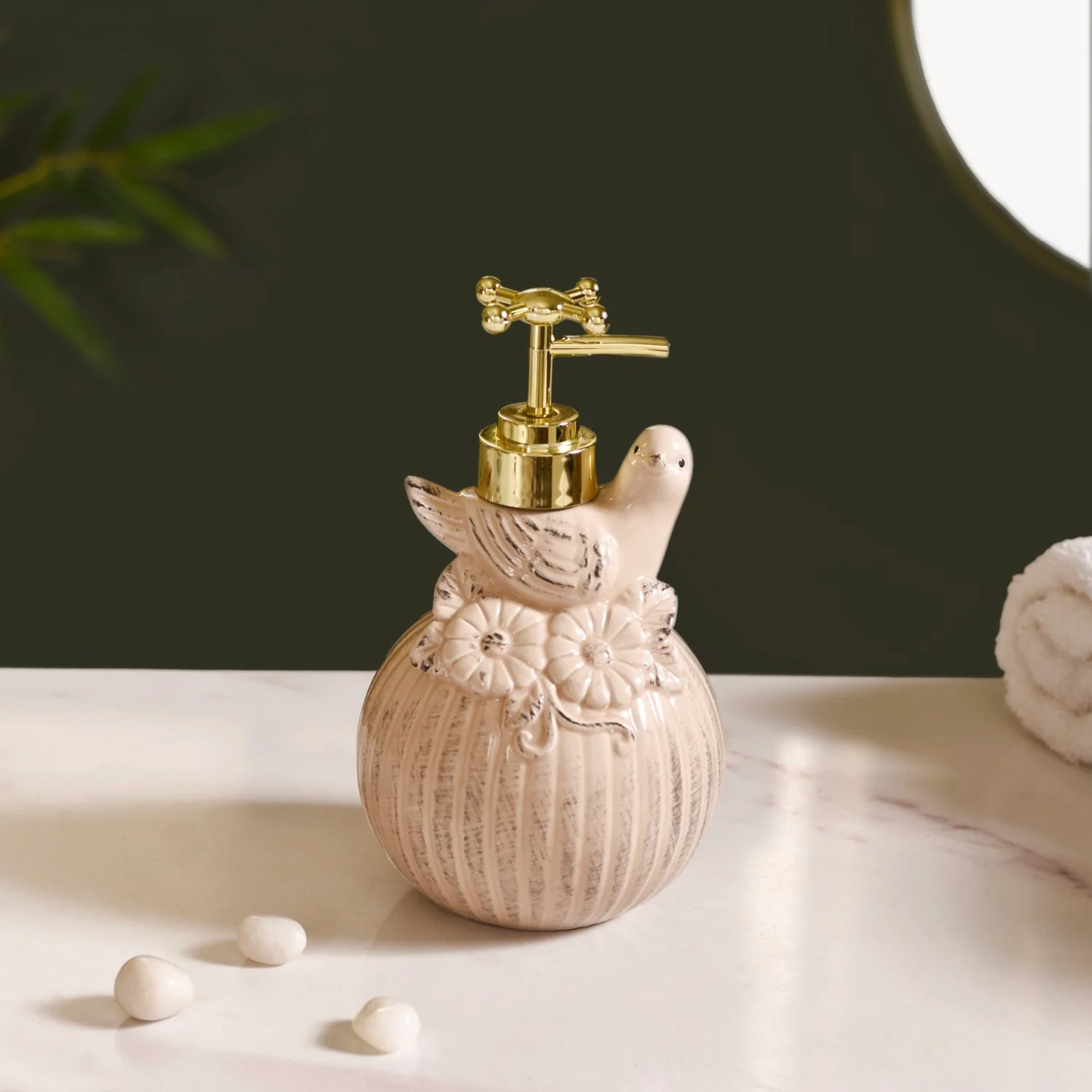 Beige Bird Design Ceramic Liquid Dispenser - Image 7