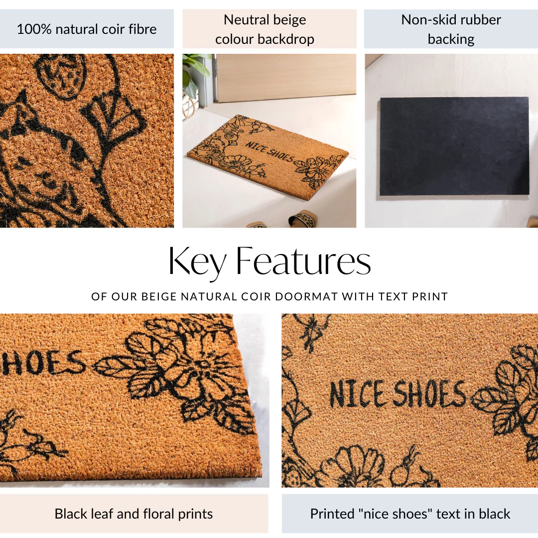Beige Natural Coir Doormat Nice Shoes 24x16 Inch - Image 5
