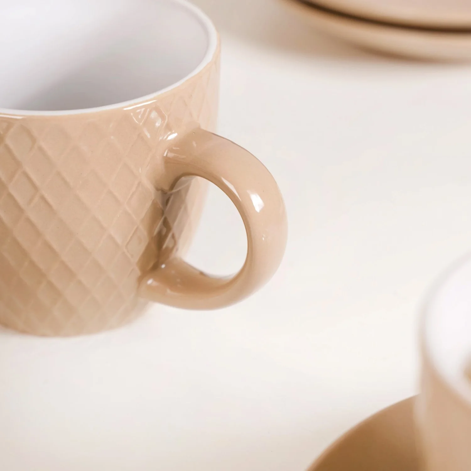Beige Tara Ceramic Cup And Saucer Set Of 6 225ml - Image 9