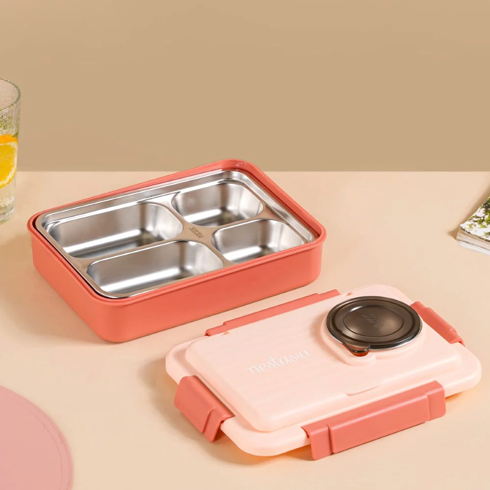 Bento Lunch Box With 4 Compartments Pink 1000ml - Image 14