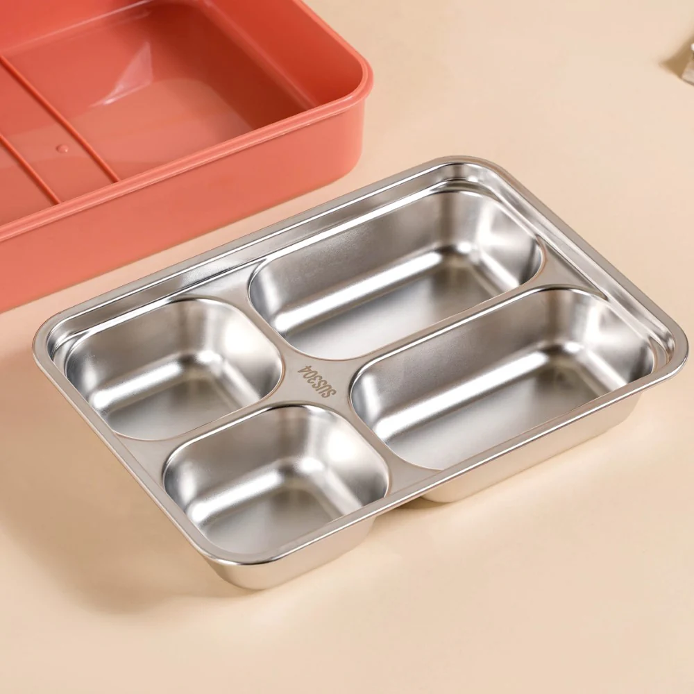 Bento Lunch Box With 4 Compartments Pink 1000ml - Image 15