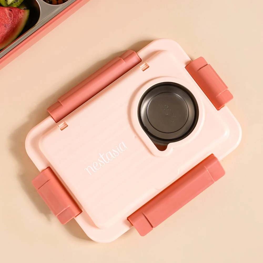 Bento Lunch Box With 4 Compartments Pink 1000ml - Image 18