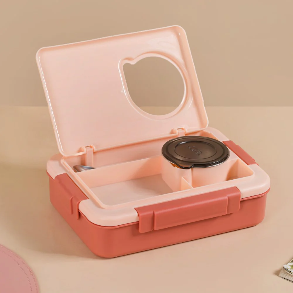 Bento Lunch Box With 4 Compartments Pink 1000ml - Image 19