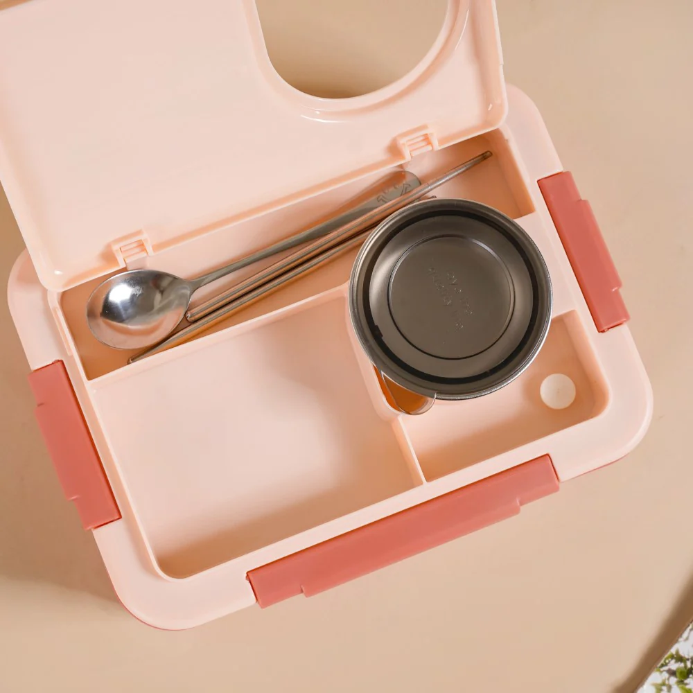 Bento Lunch Box With 4 Compartments Pink 1000ml - Image 20
