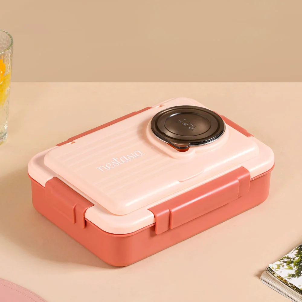 Bento Lunch Box With 4 Compartments Pink 1000ml - Image 28