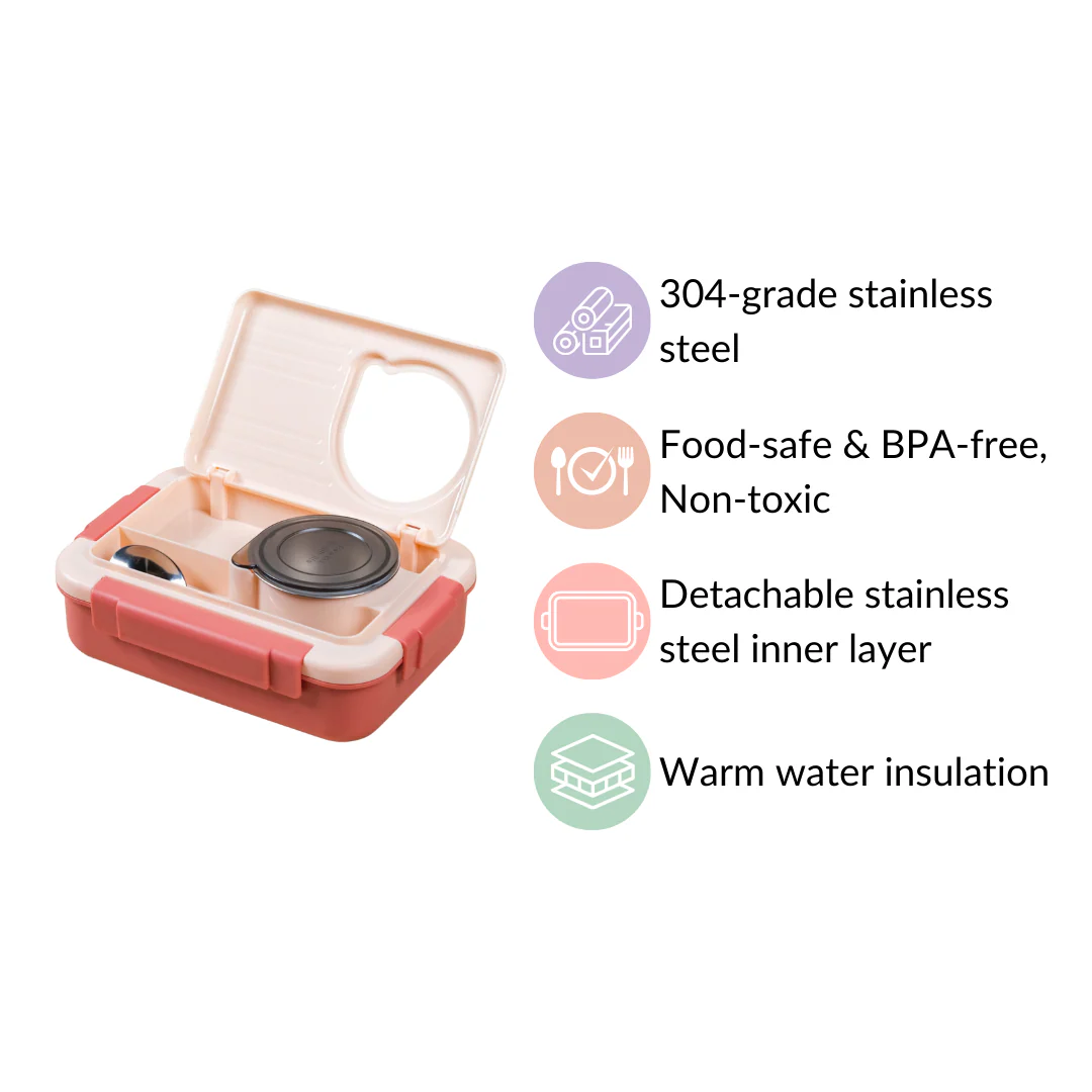Bento Lunch Box With 4 Compartments Pink 1000ml - Image 4
