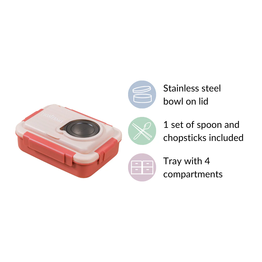 Bento Lunch Box With 4 Compartments Pink 1000ml - Image 5