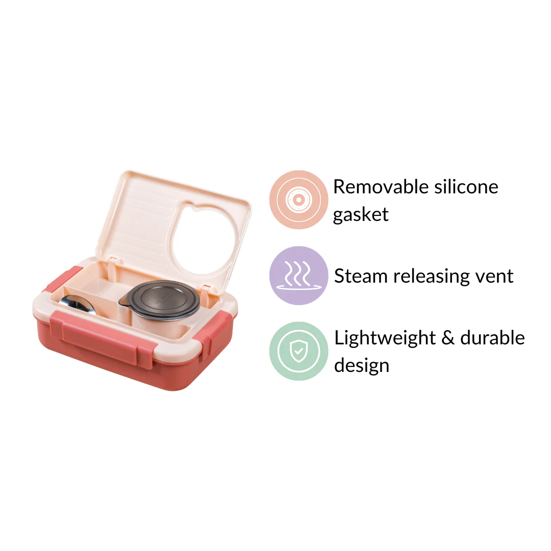 Bento Lunch Box With 4 Compartments Pink 1000ml - Image 6